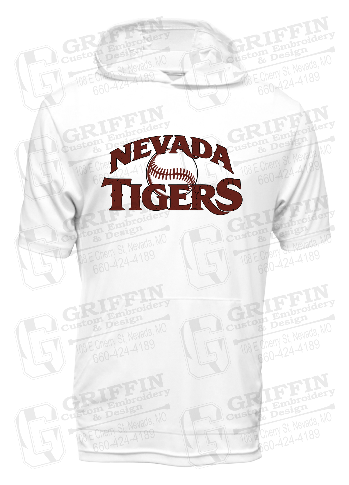 Dry-Fit Short Sleeve T-Shirt Hoodie - Baseball - Nevada Tigers 26-R
