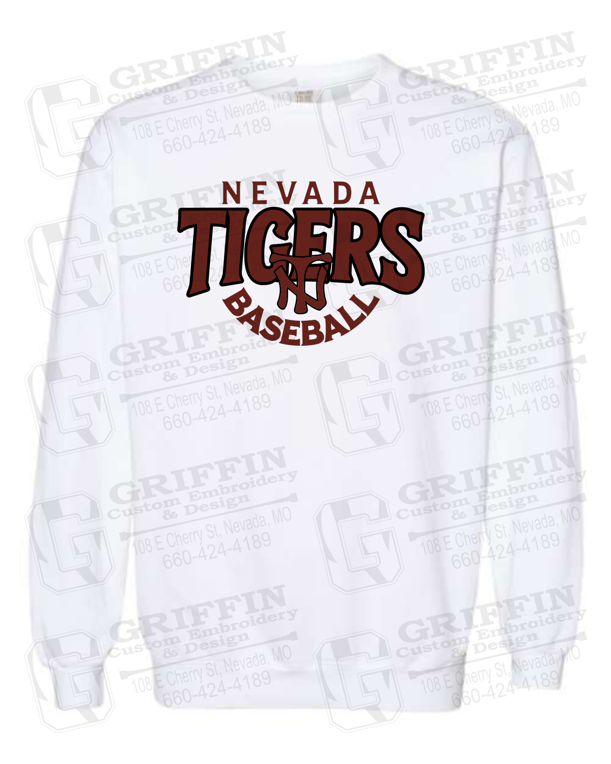 Comfort Colors Crewneck Sweatshirt - Baseball - Nevada Tigers 26-T