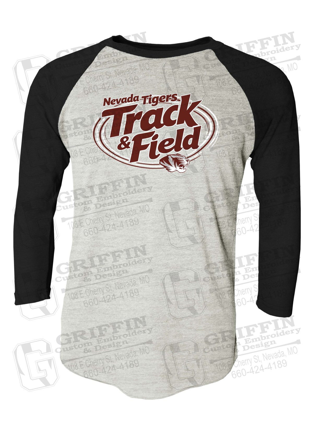 Tri-Blend Raglan Sleeve T-Shirt - Track & Field - Nevada Tigers 26-U
