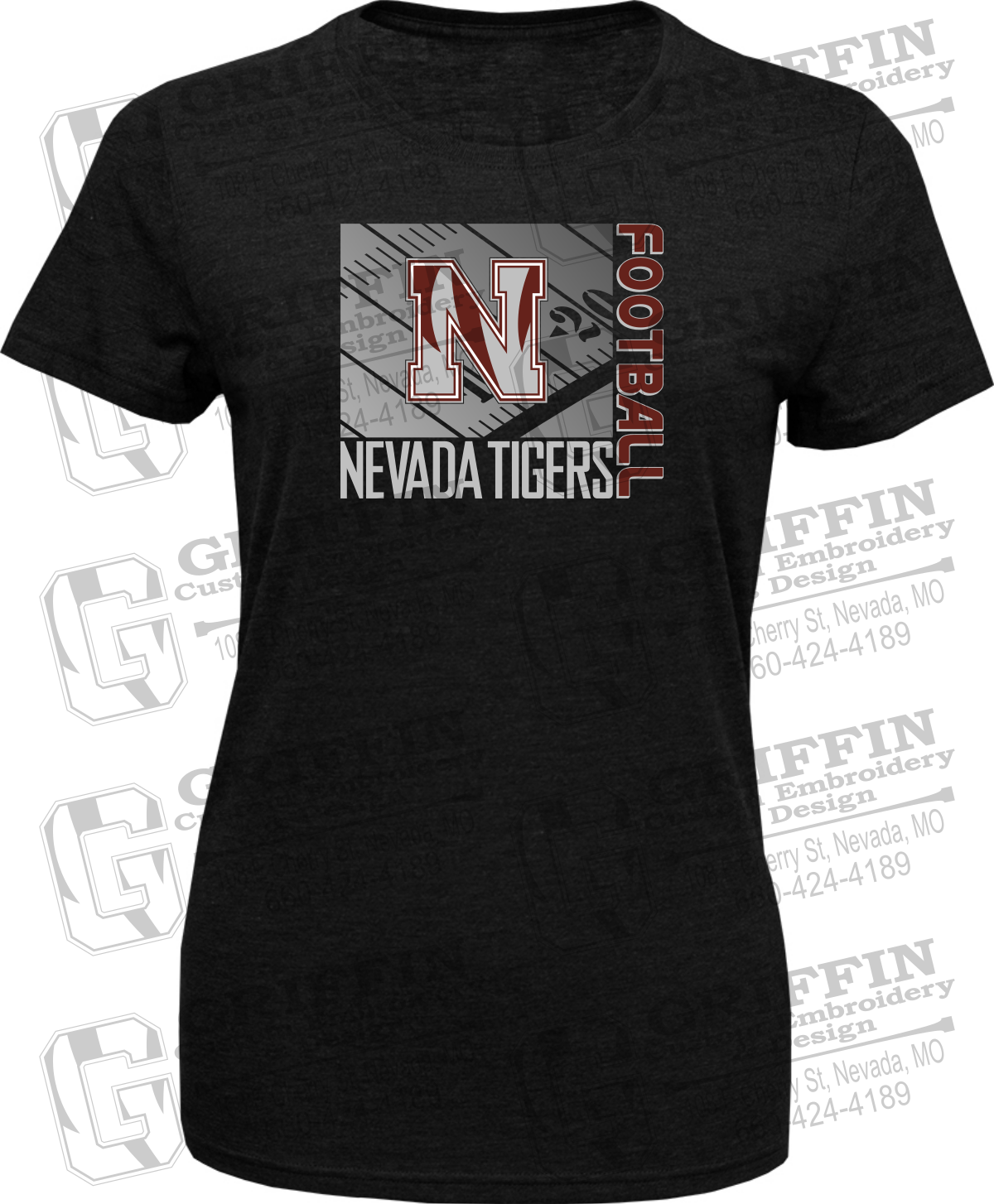 Womens Tri-Blend T-Shirt - Football - Nevada Tigers 26-Y