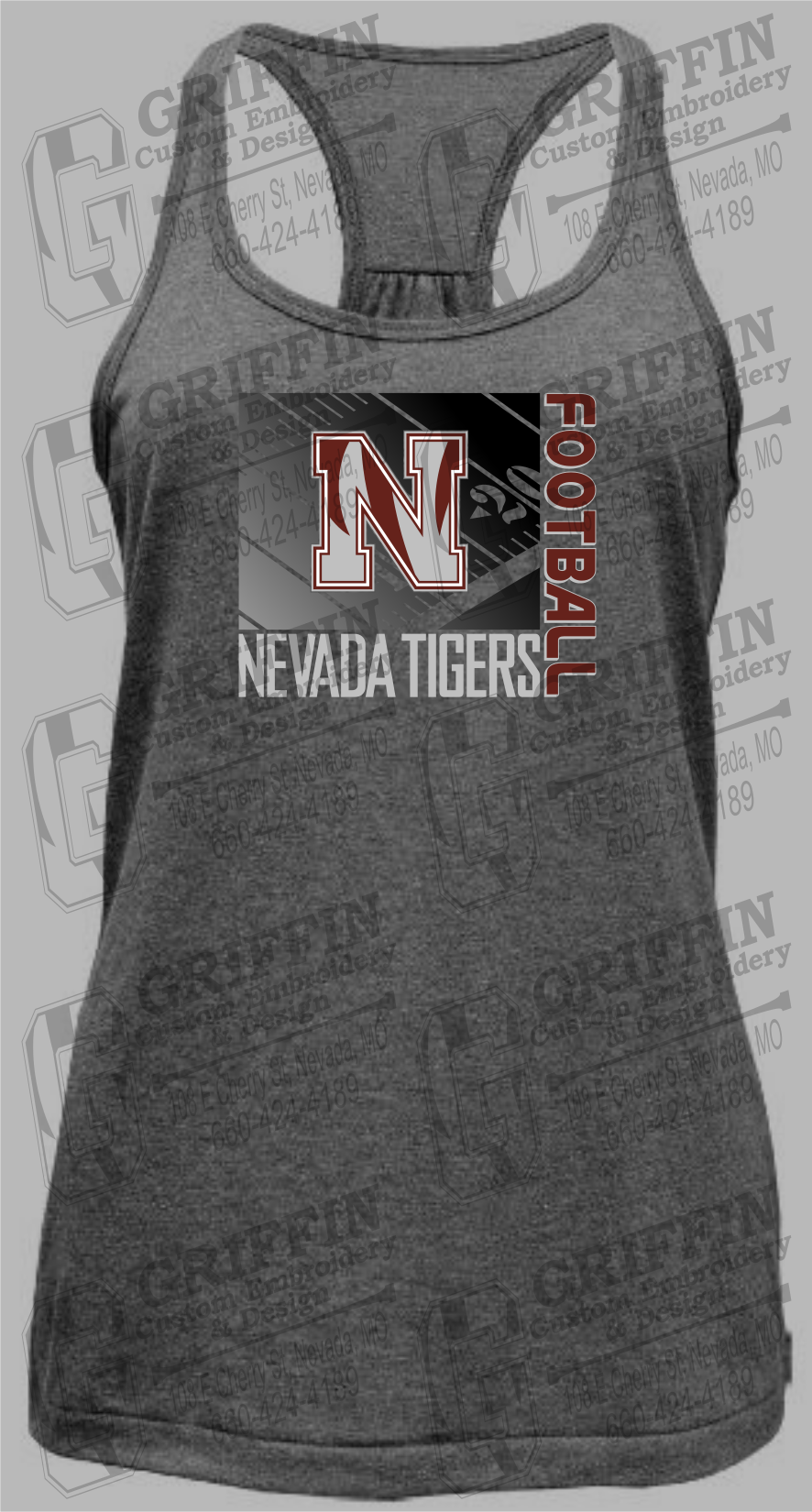 Womens Tri-Blend Tank Top - Football - Nevada Tigers 26-Y