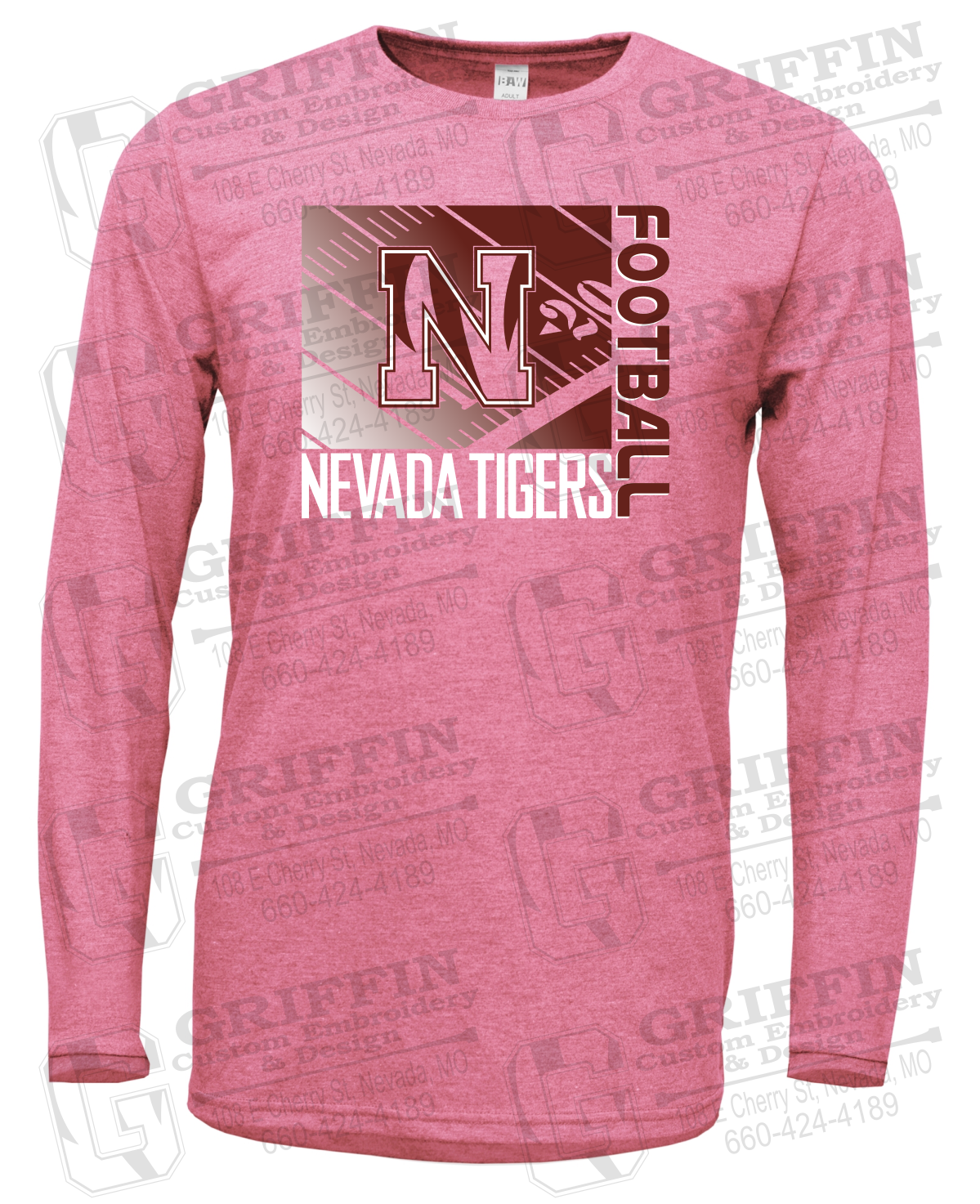 Soft-Tek Long Sleeve T-Shirt - Football - Nevada Tigers 26-Y