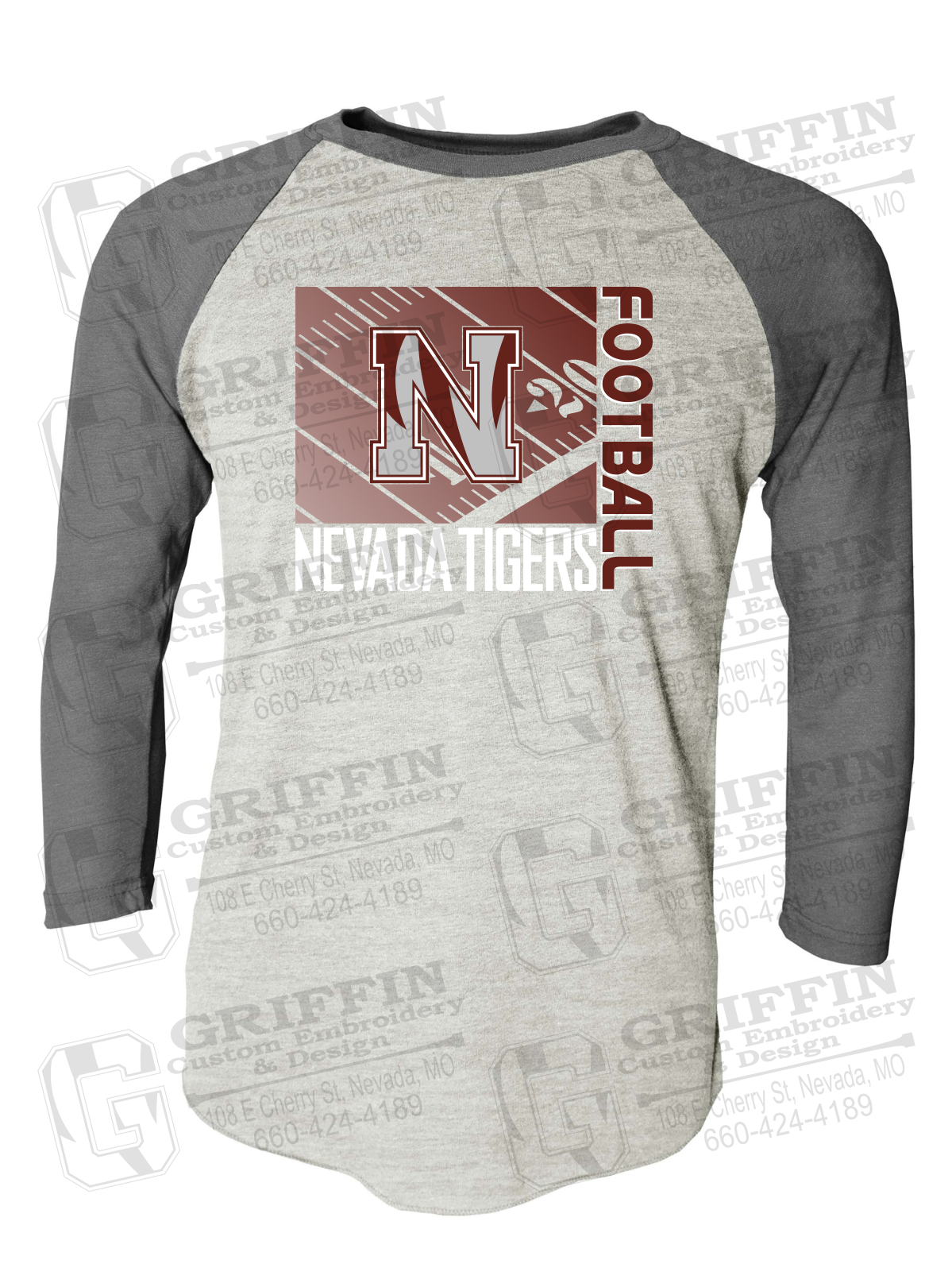 Tri-Blend Raglan Sleeve T-Shirt - Football - Nevada Tigers 26-Y