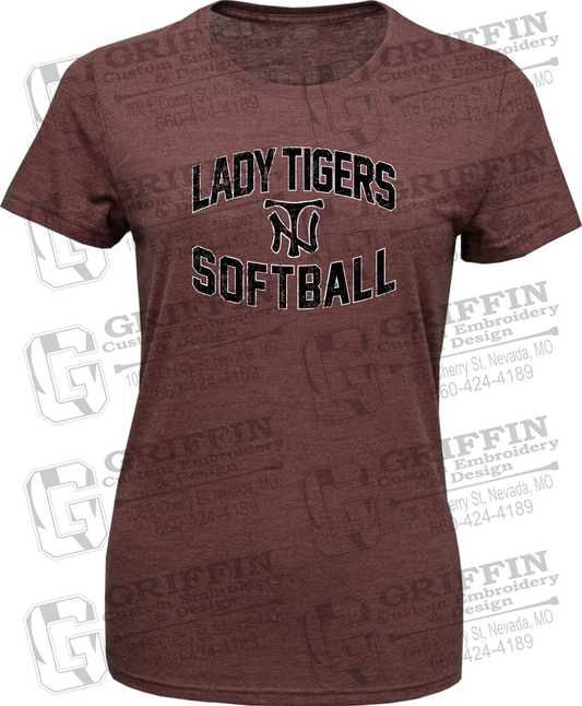 Womens Tri-Blend T-Shirt - Softball - Nevada Tigers 27-A