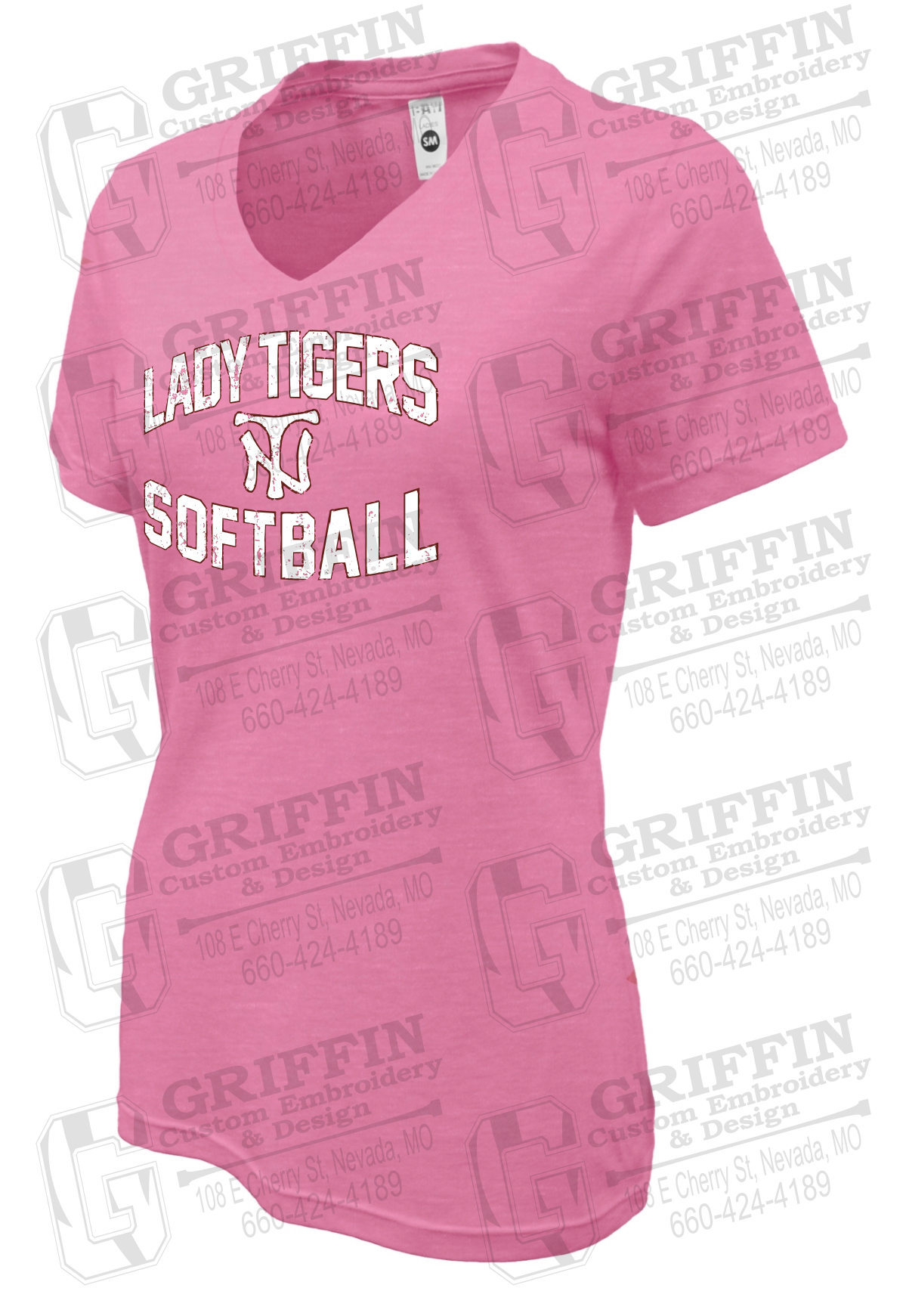 Womens Soft-Tek V-Neck T-Shirt - Softball - Nevada Tigers 27-A