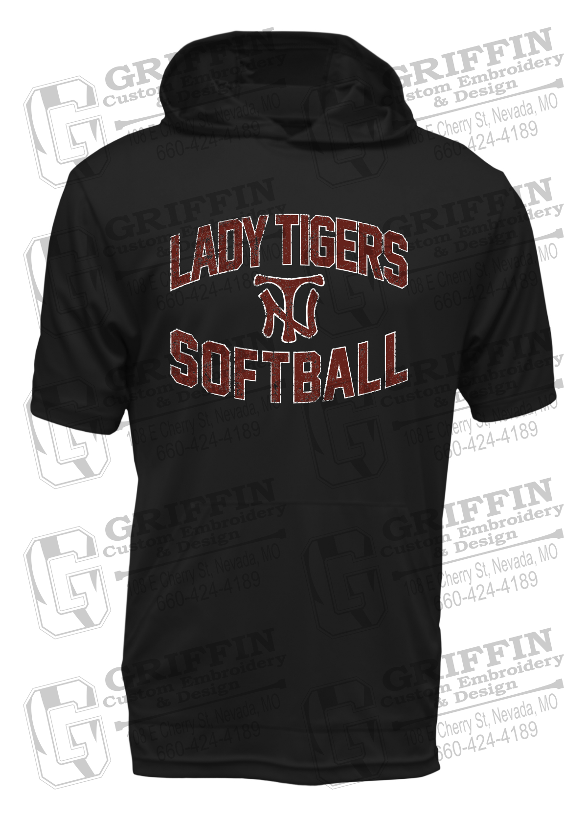 Dry-Fit Short Sleeve T-Shirt Hoodie - Softball - Nevada Tigers 27-A