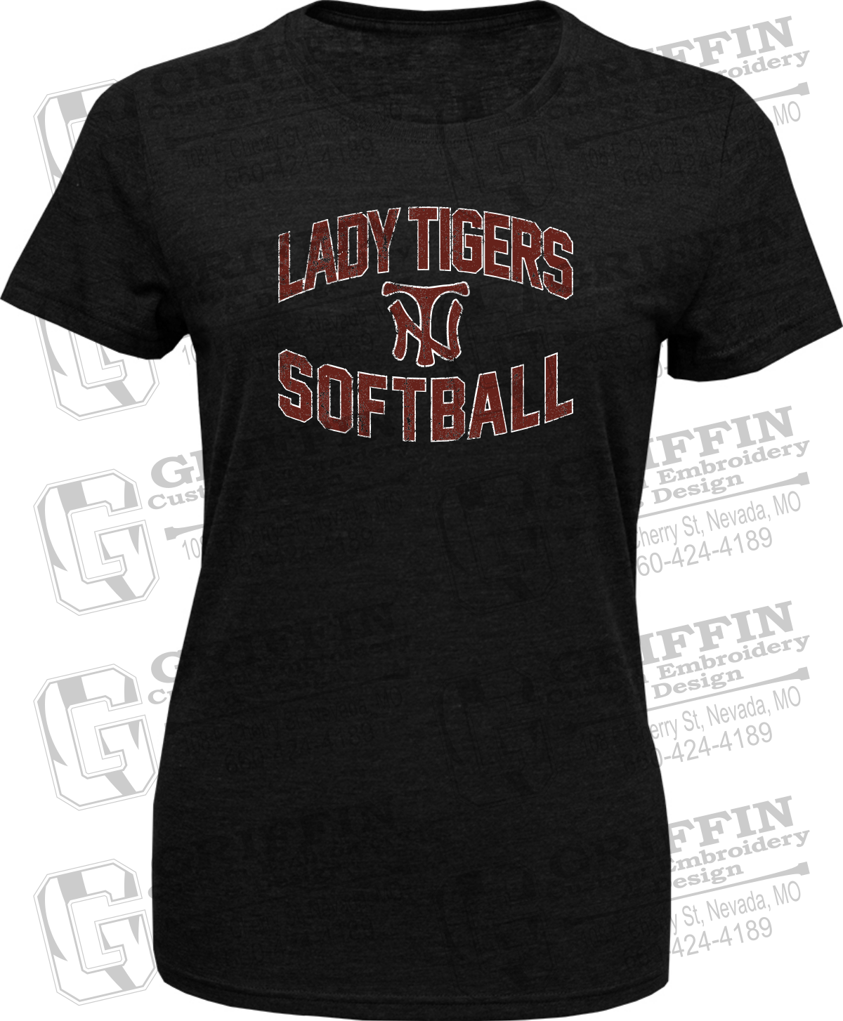 Womens Tri-Blend T-Shirt - Softball - Nevada Tigers 27-A