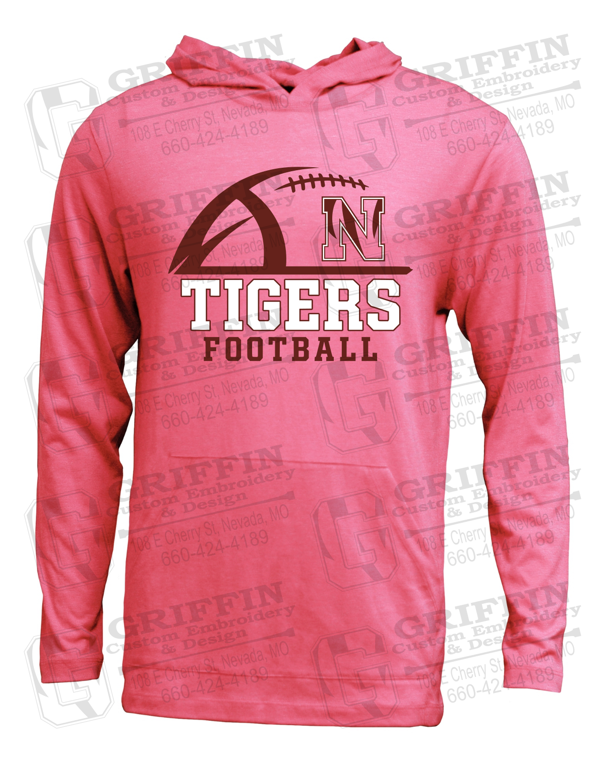 Soft-Tek T-Shirt Hoodie - Football - Nevada Tigers 27-B