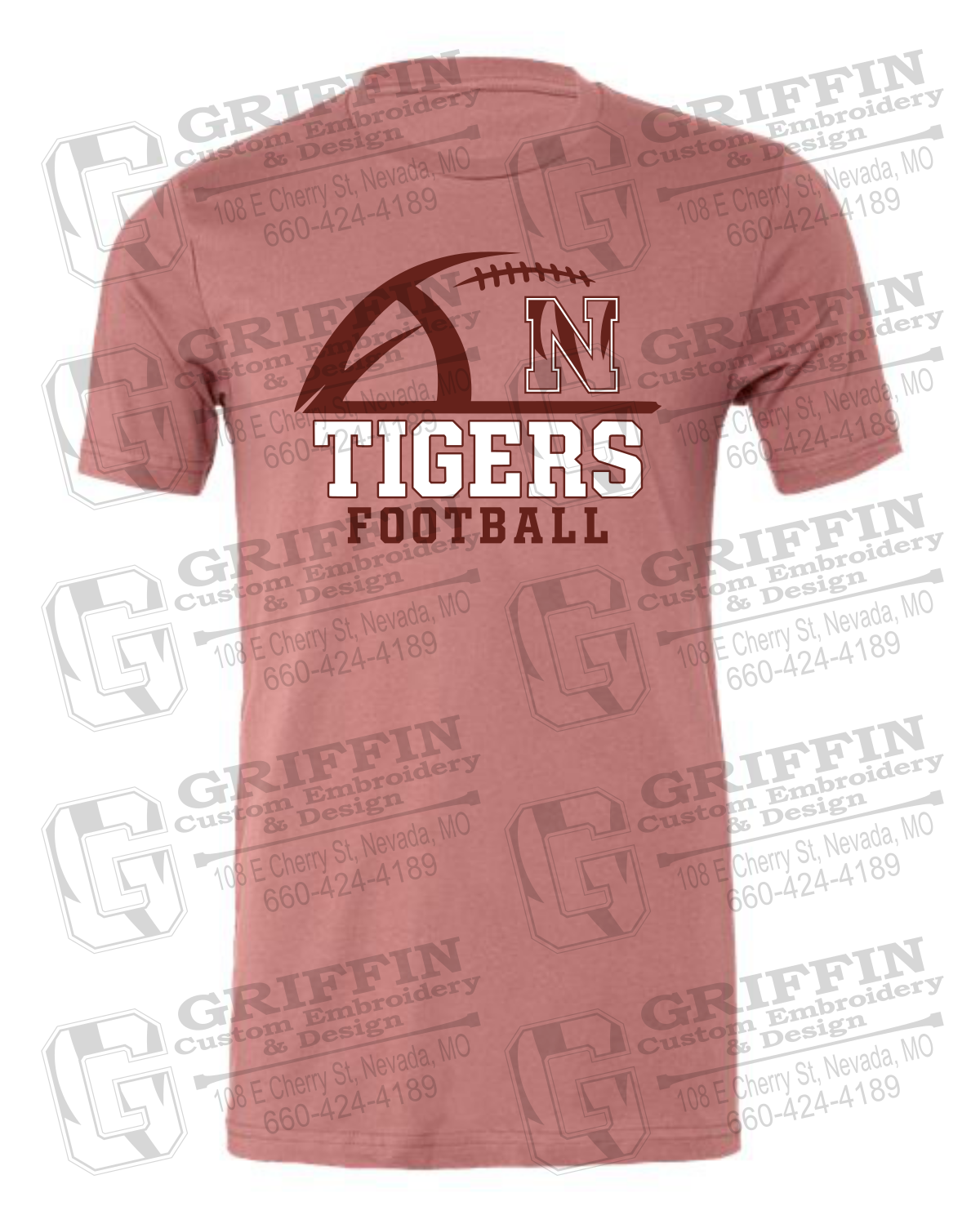 Cotton Short Sleeve T-Shirt - Football - Nevada Tigers 27-B