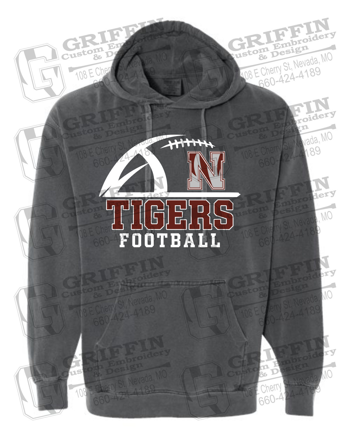 Comfort Colors Hoodie - Football - Nevada Tigers 27-B