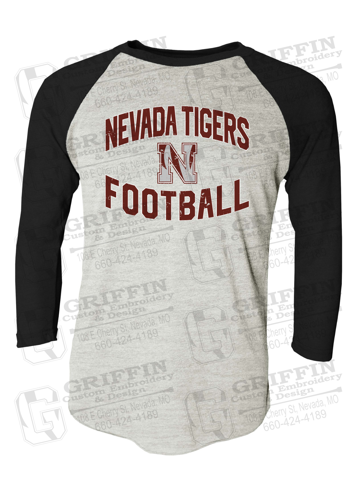 Tri-Blend Raglan Sleeve T-Shirt - Football - Nevada Tigers 27-C