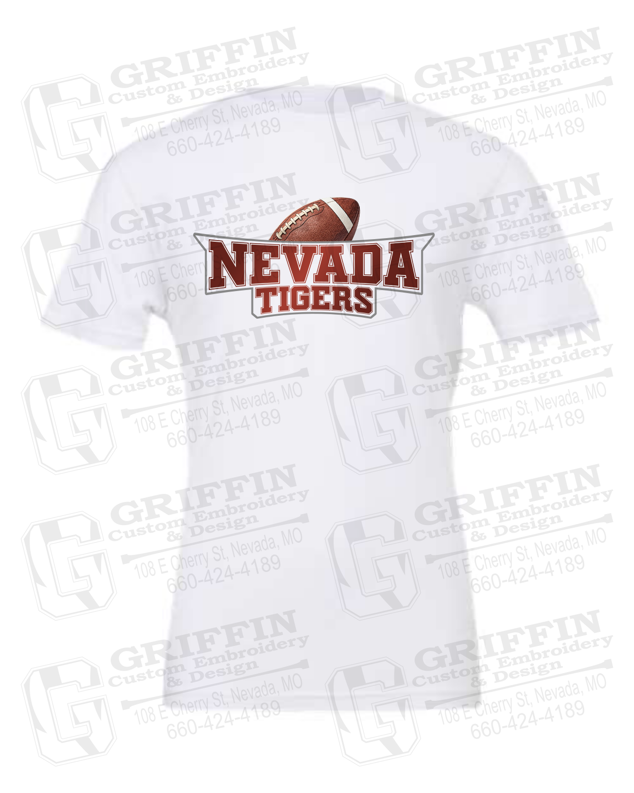 Cotton Short Sleeve T-Shirt - Football - Nevada Tigers 27-E