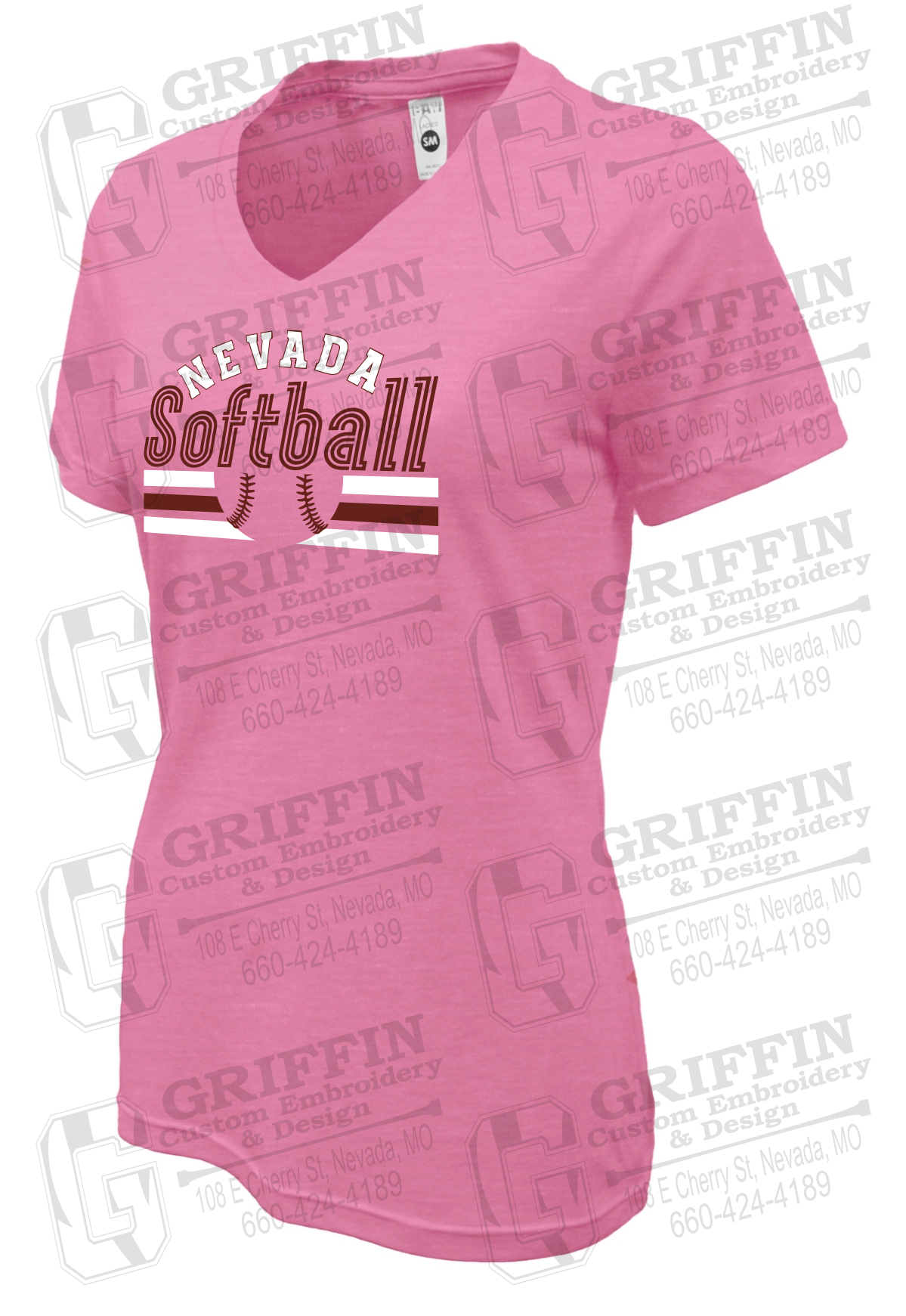 Womens Soft-Tek V-Neck T-Shirt - Softball - Nevada Tigers 27-I