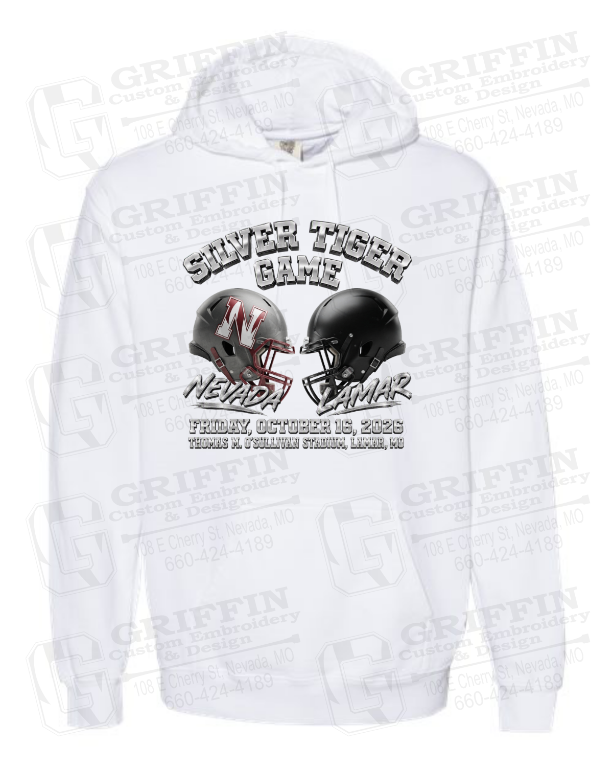Comfort Colors Hoodie - Silver Tiger 2026 Football - Nevada Tigers 27-K