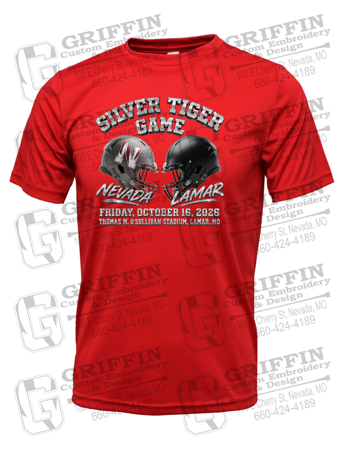 Dry-Fit Short Sleeve T-Shirt - Silver Tiger 2026 Football - Nevada Tigers 27-K