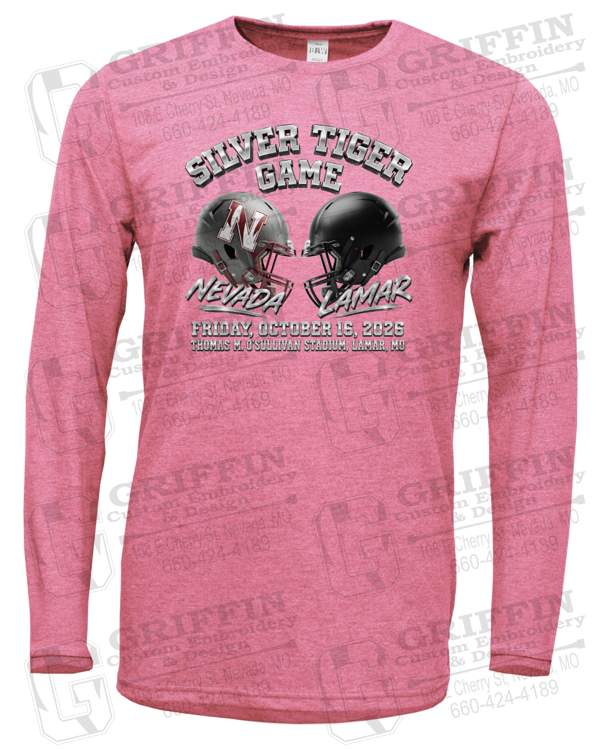 Soft-Tek Long Sleeve T-Shirt - Silver Tiger 2026 Football - Nevada Tigers 27-K