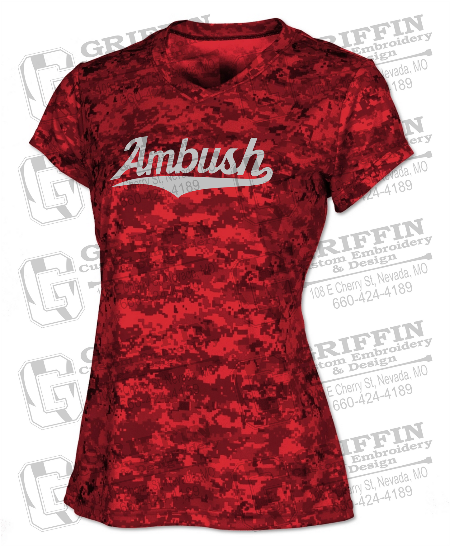 Womens Short Sleeve V-Neck Dry-Fit T-Shirt - Ambush Baseball