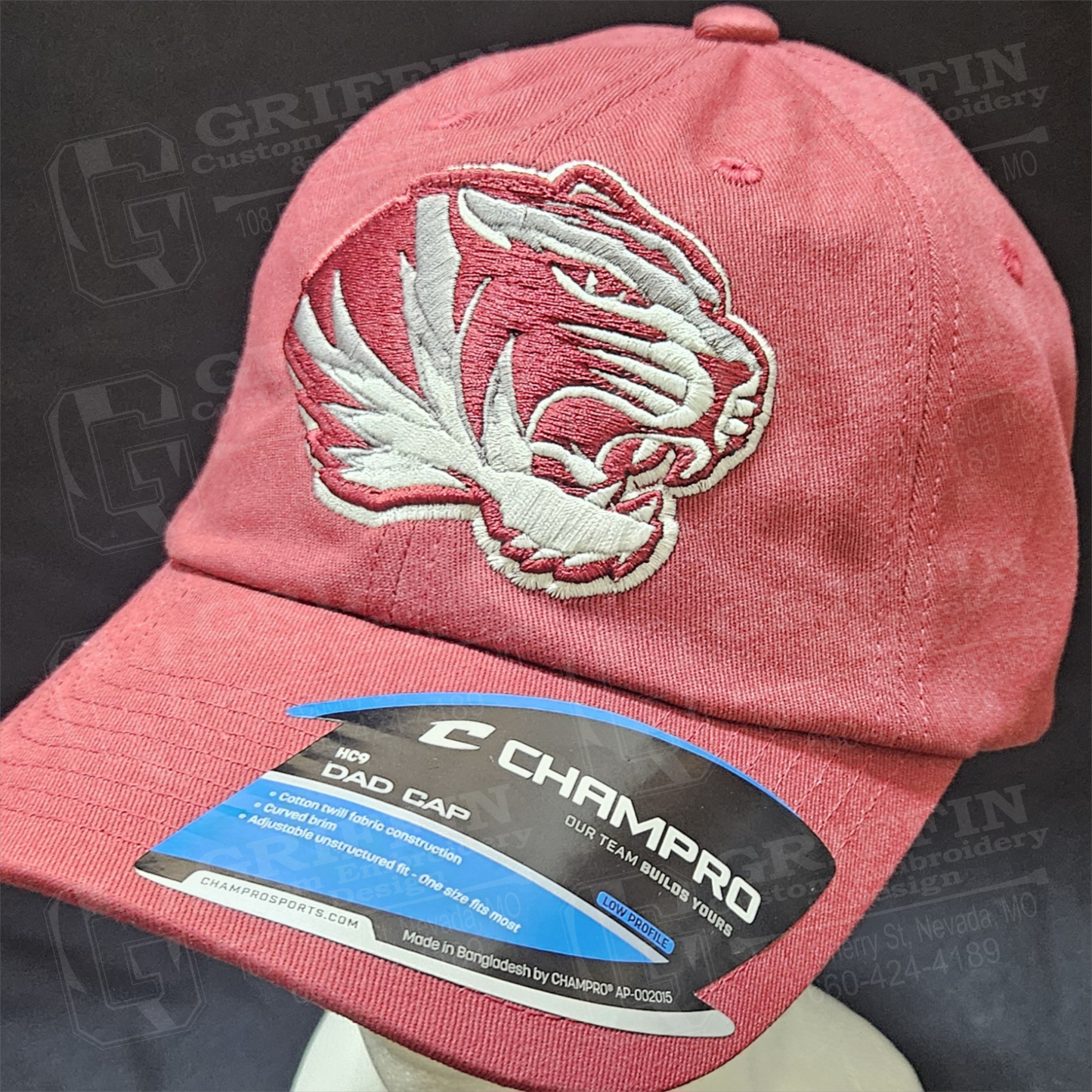 3D Embroidered Classic Cap - Cardinal w/ Tiger Head Logo