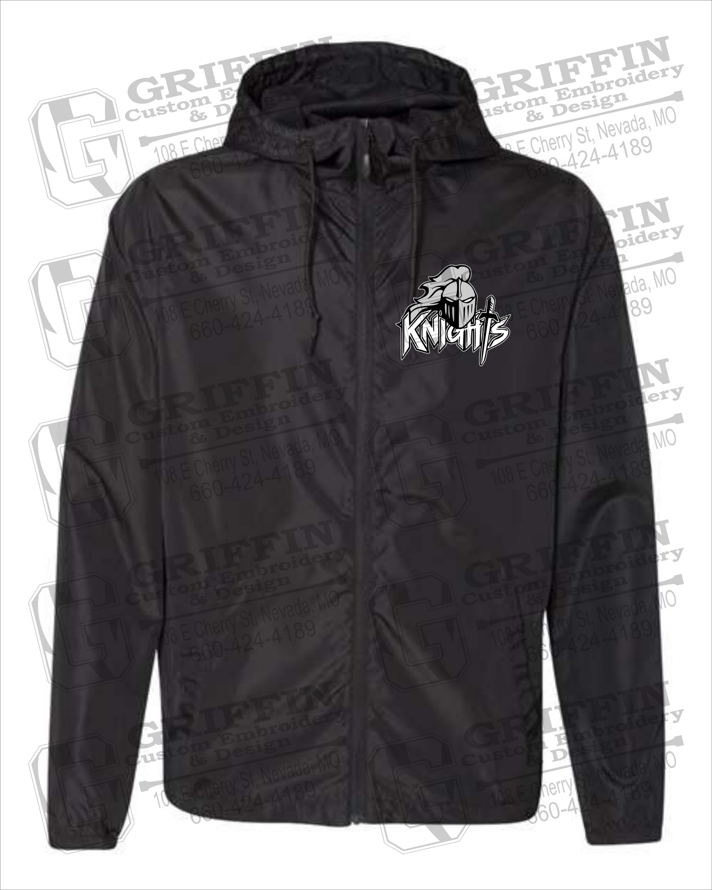 NEVC Knights Lightweight Windbreaker - Knights Full Logo