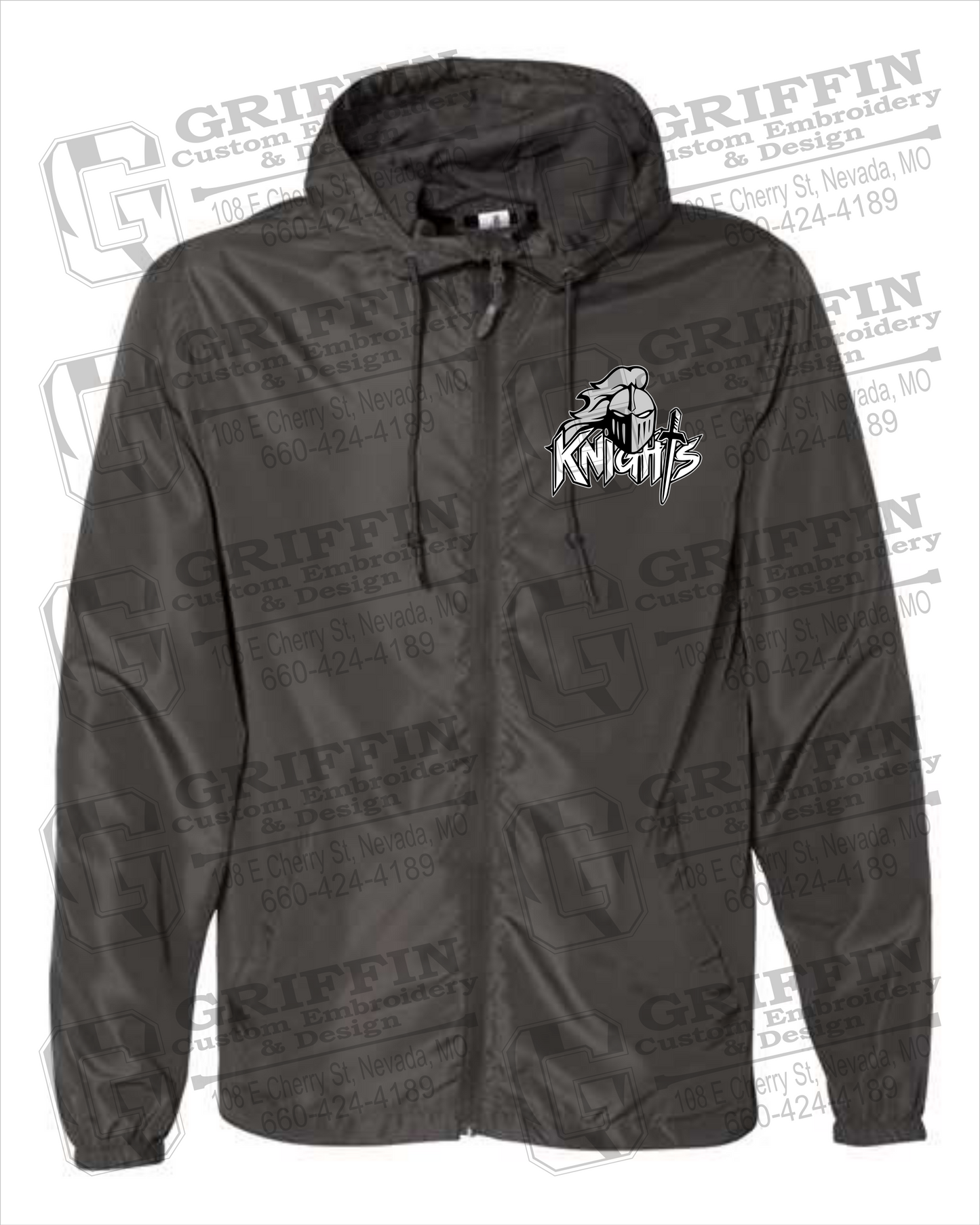 NEVC Knights Lightweight Windbreaker - Knights Full Logo