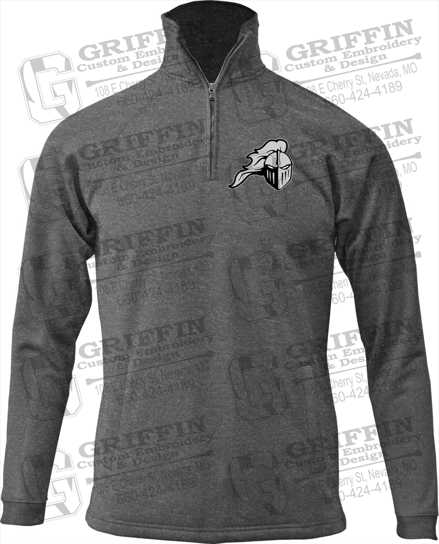 Performance Fleece 1/4 Zip Sweatshirt - NEVC Knights Helmet Logo