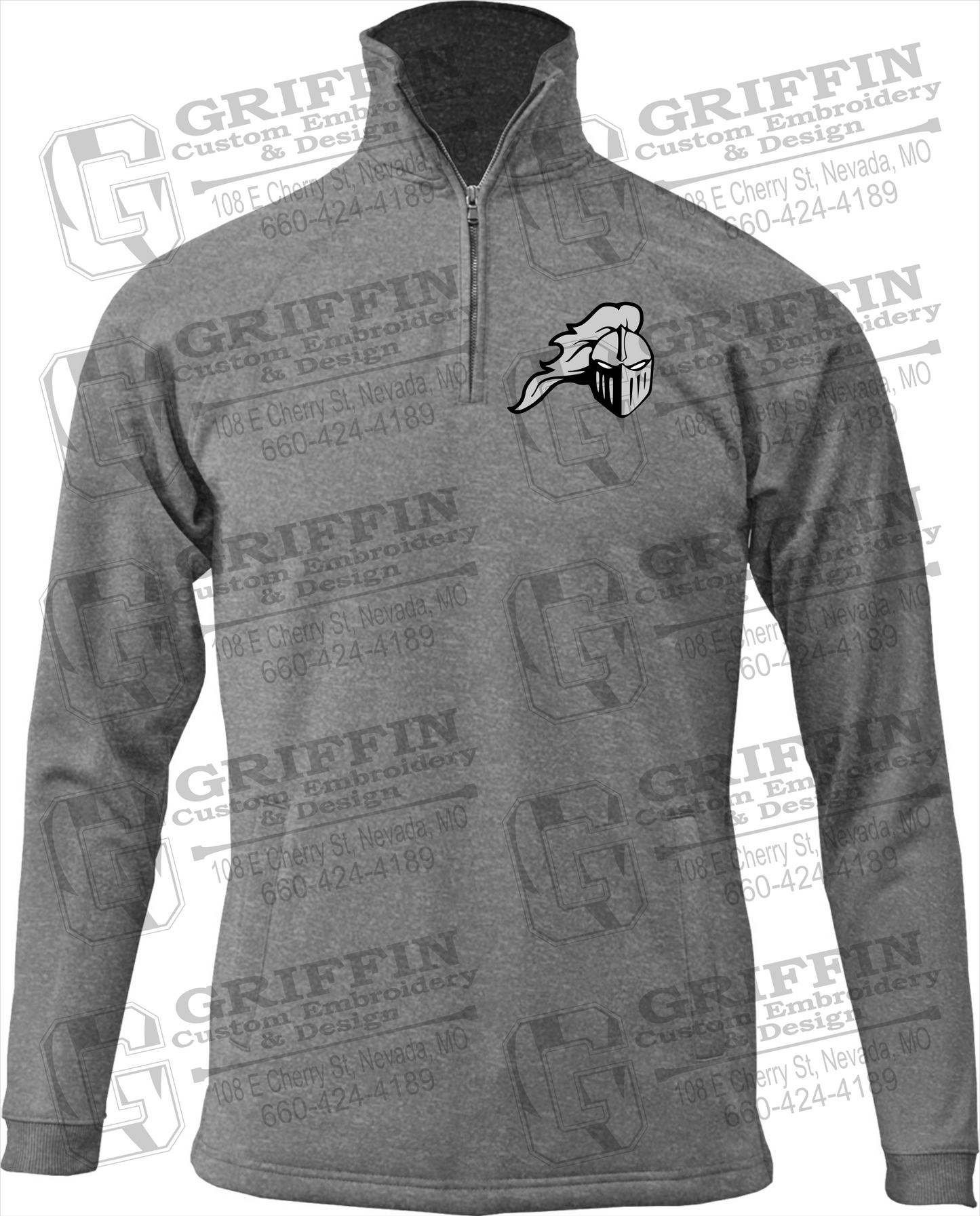 Performance Fleece 1/4 Zip Sweatshirt - NEVC Knights Helmet Logo