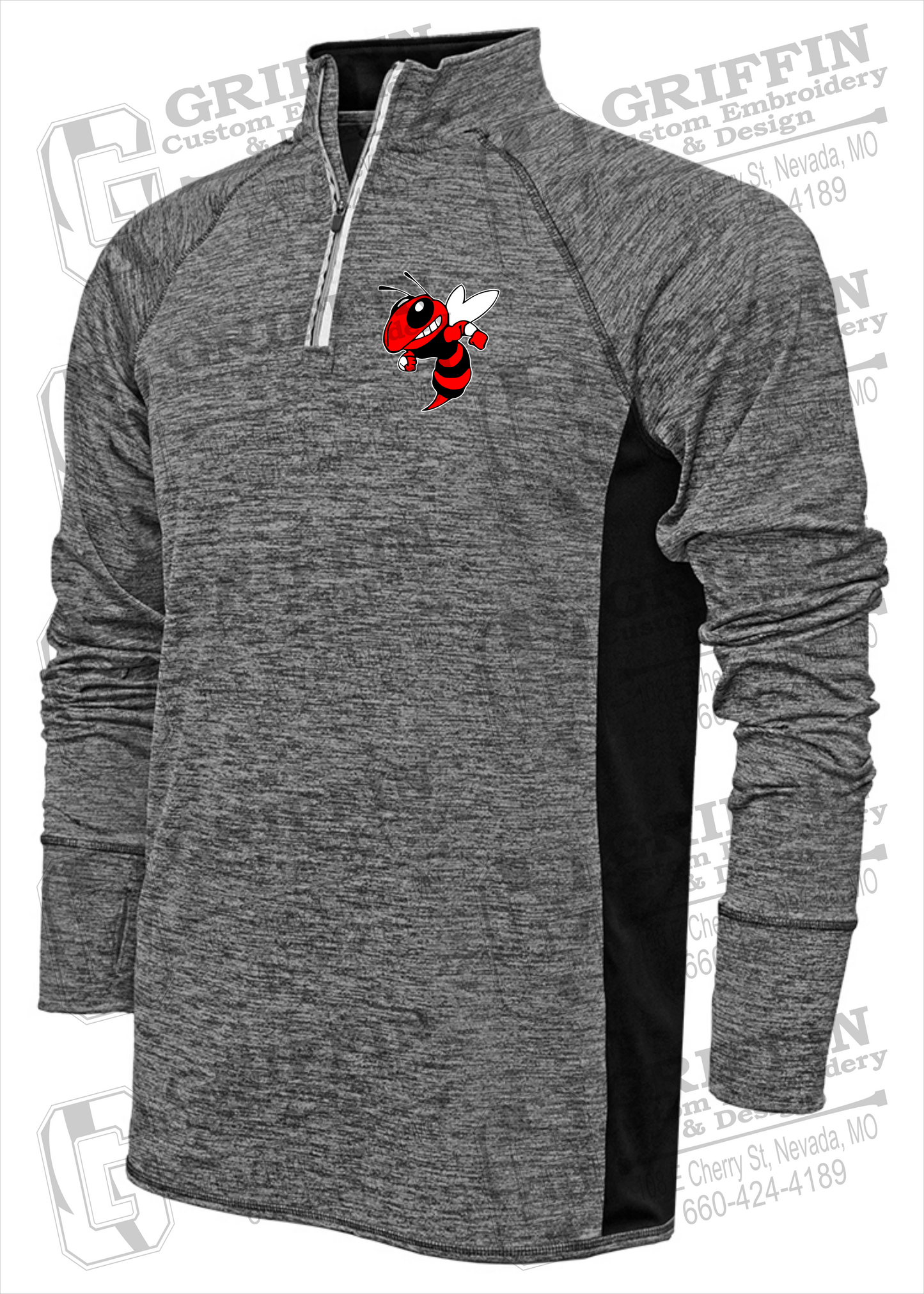 Men's Dry-Tek Heather 1/4 Zip - Hume Hornets Logo