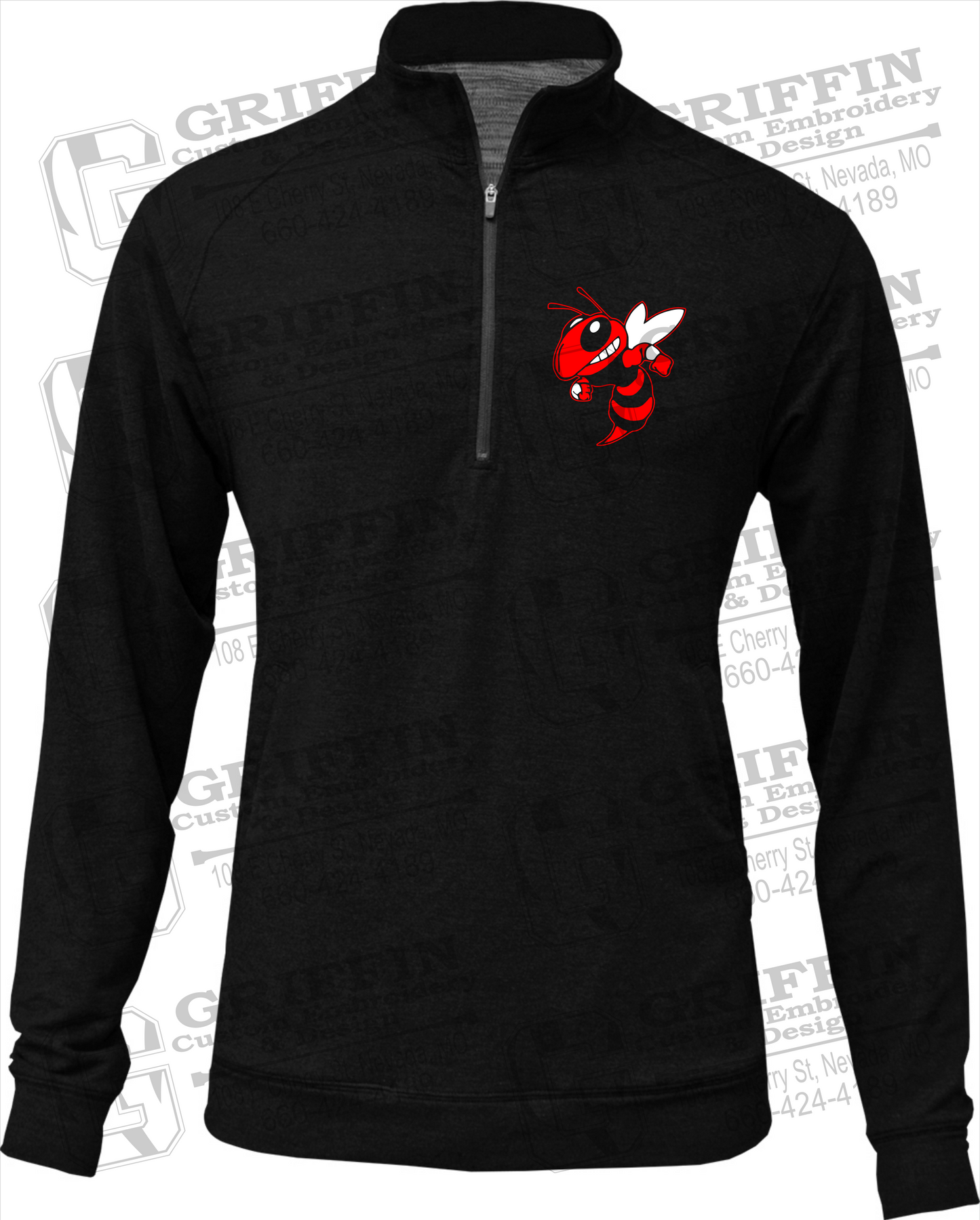 Hume Hornets Tri-Blend 1/4 Zip - Hornet Logo