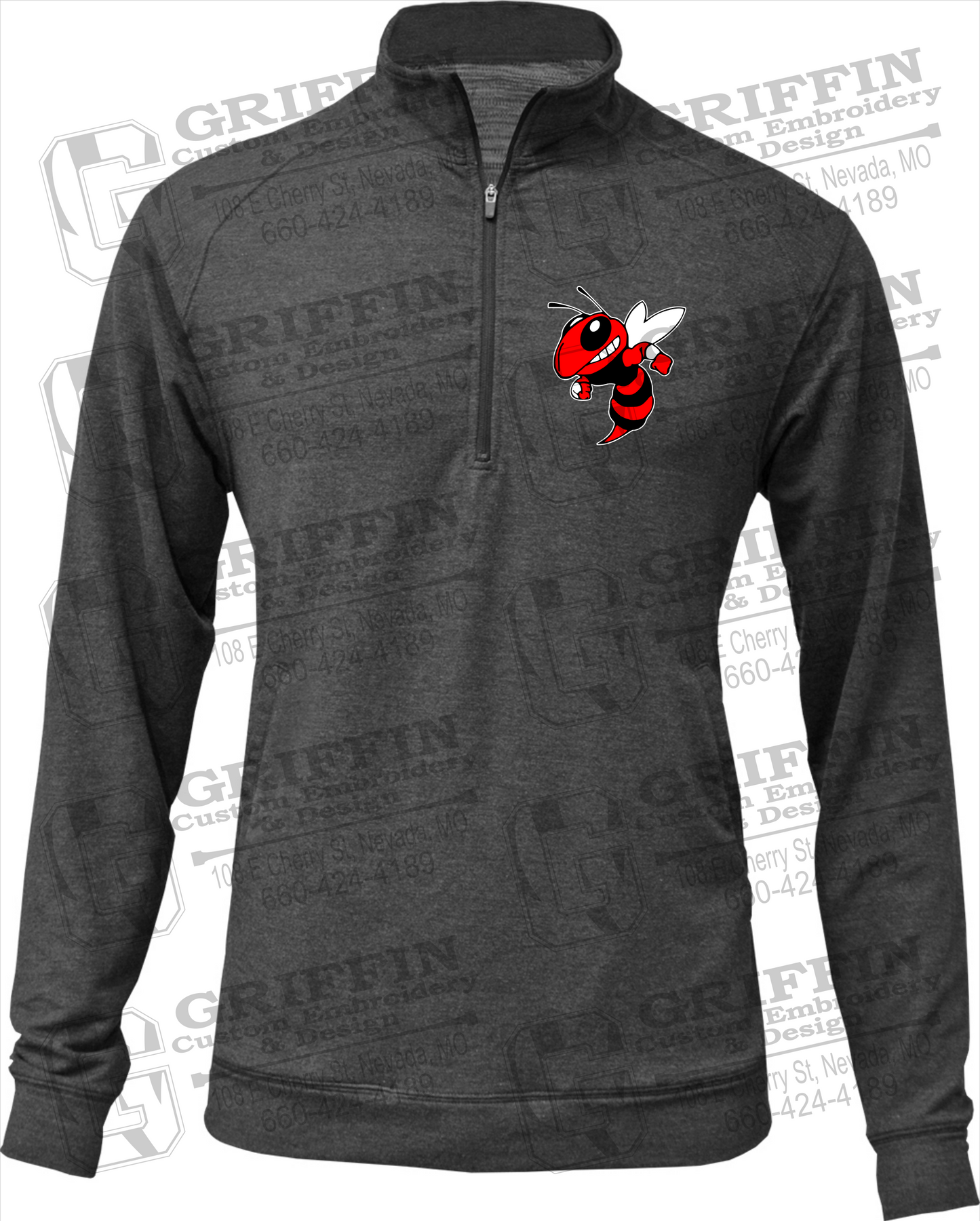 Hume Hornets Tri-Blend 1/4 Zip - Hornet Logo