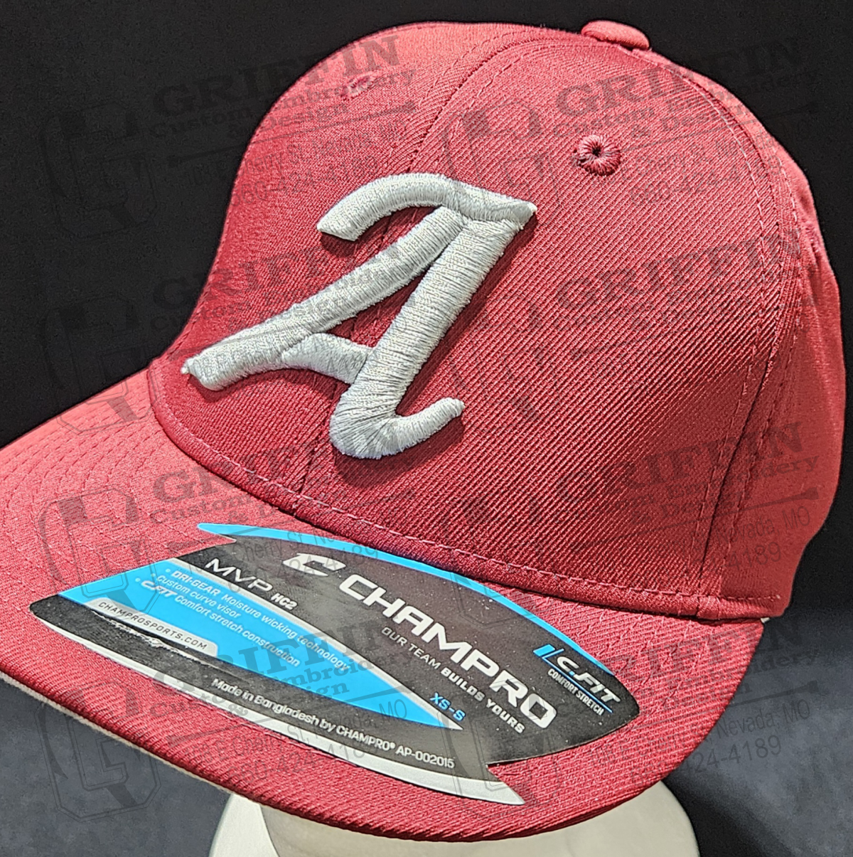 3D Embroidered MVP Fitted Cap - Cardinal w/ Ambush A Logo