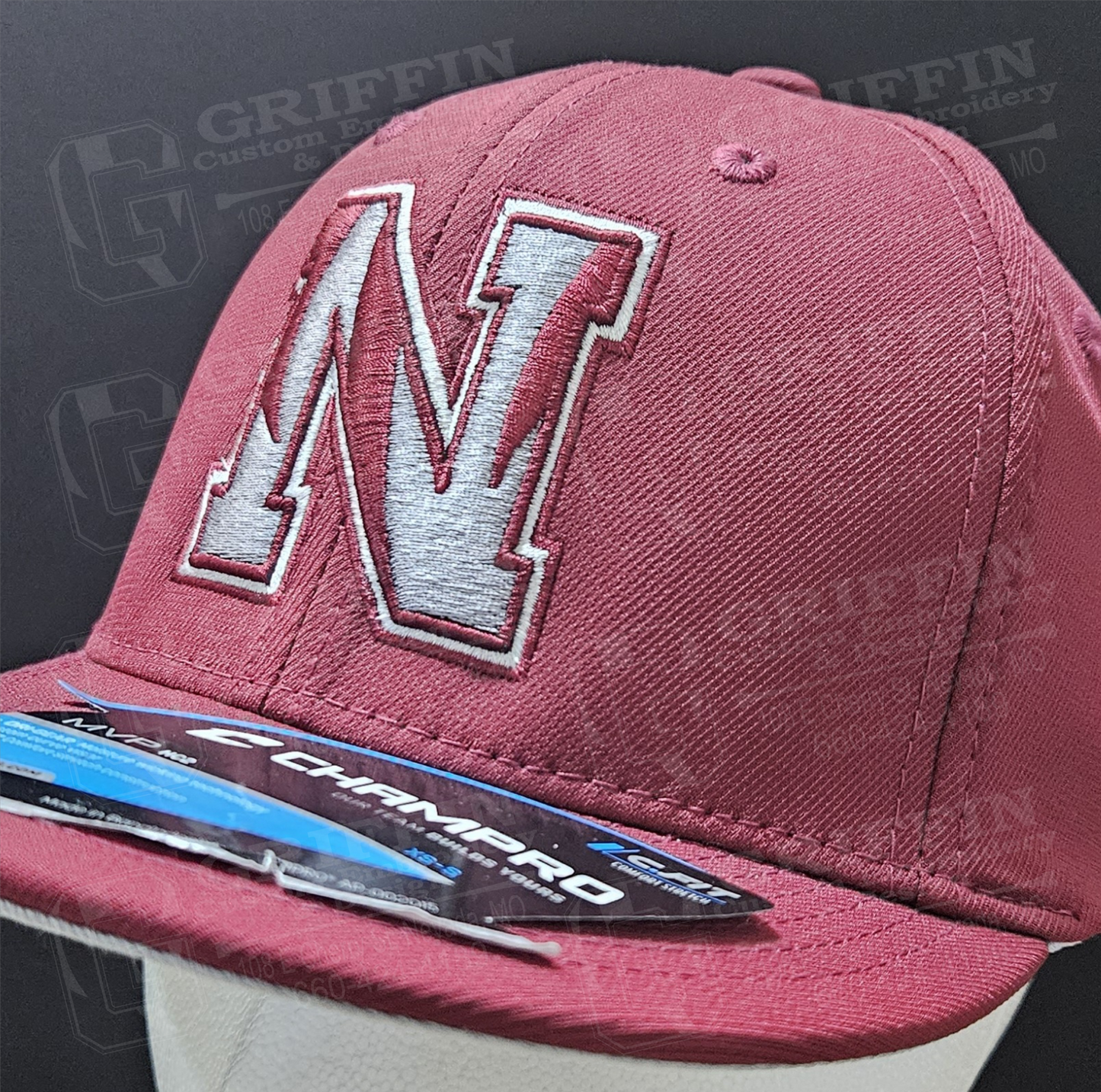 3D Embroidered MVP Fitted Cap - Cardinal w/ Nevada N Logo