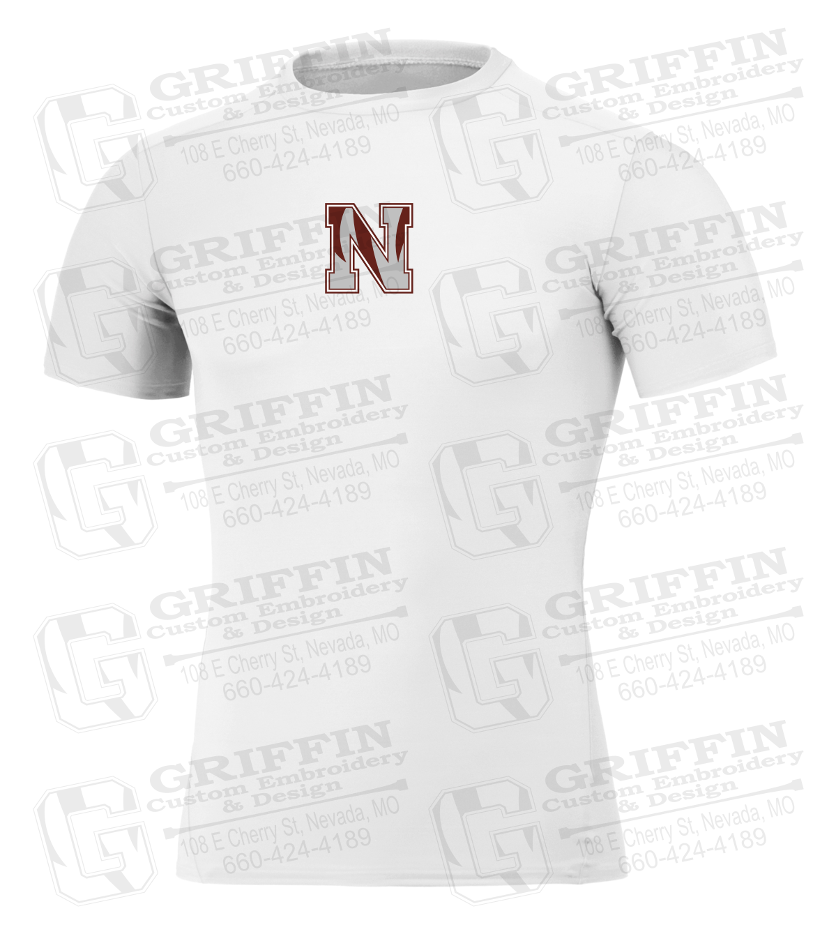 Mens Short Sleeve Compression Shirt - Football - Nevada N Logo