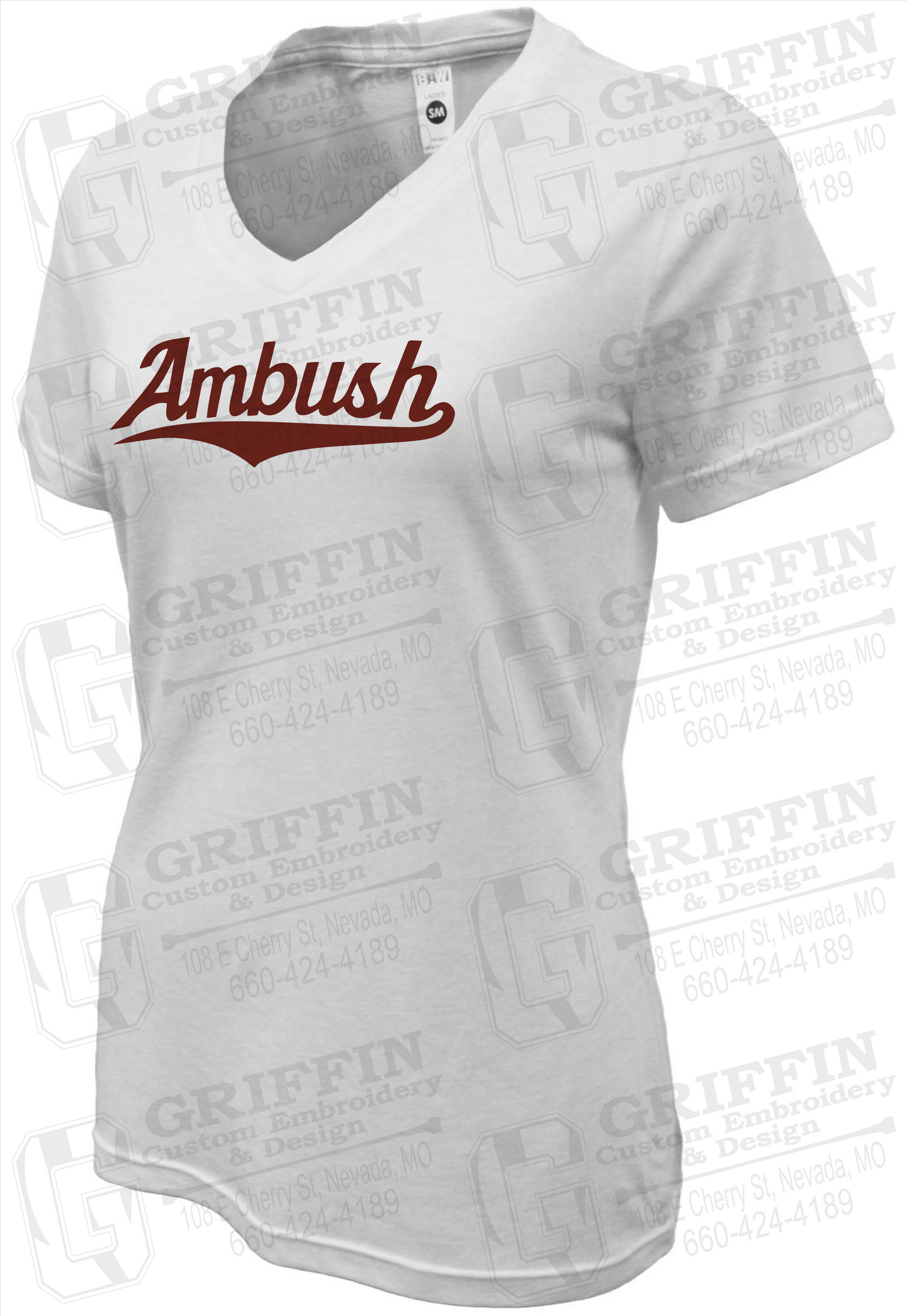 Womens V-Neck Soft-Tek T-Shirt - Ambush Baseball