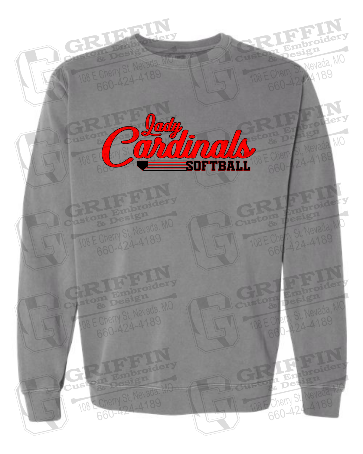 Comfort Colors Crewneck Sweatshirt - Lady Cardinals Softball 26-B