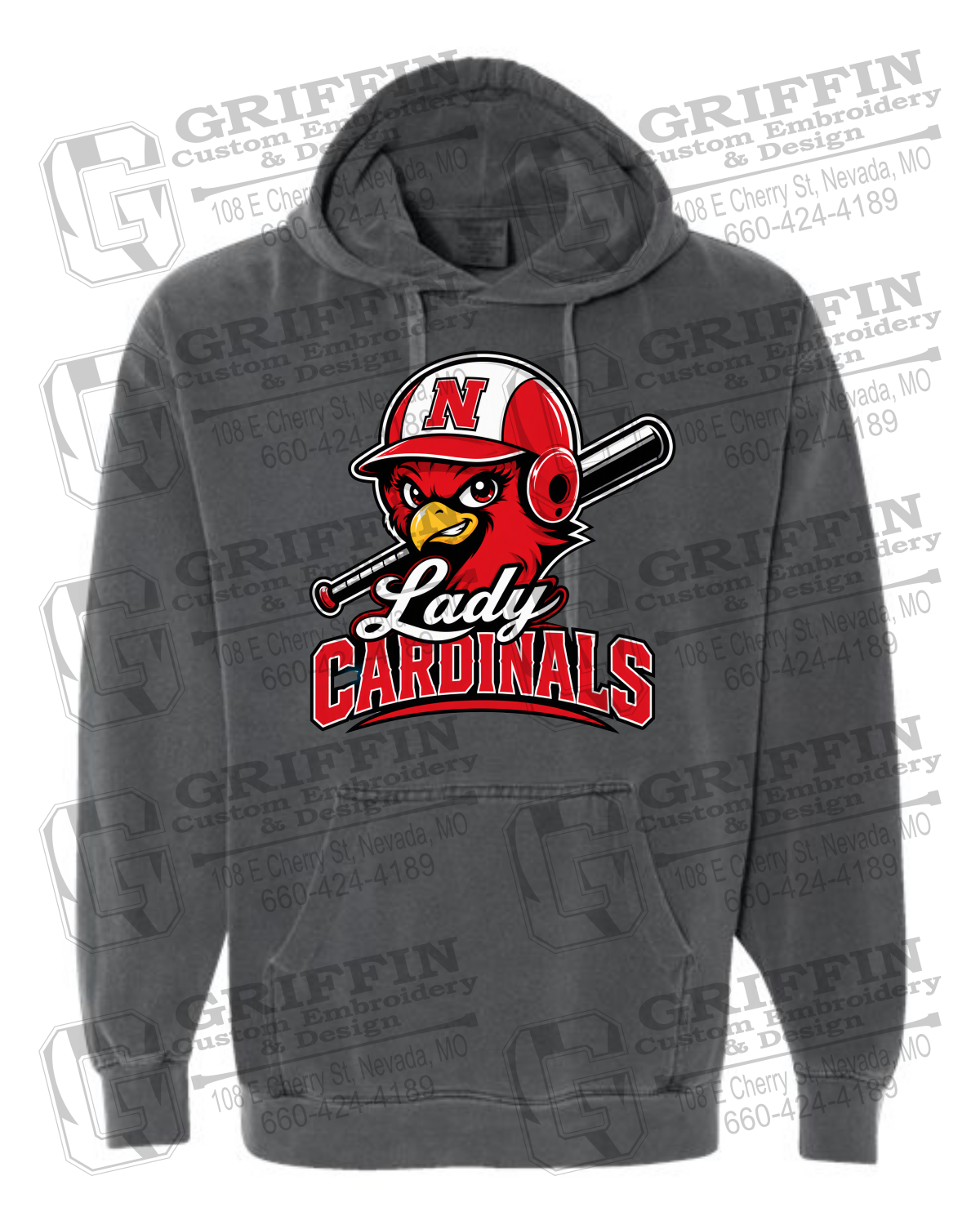 Comfort Colors Hoodie - Lady Cardinals Softball 26-B