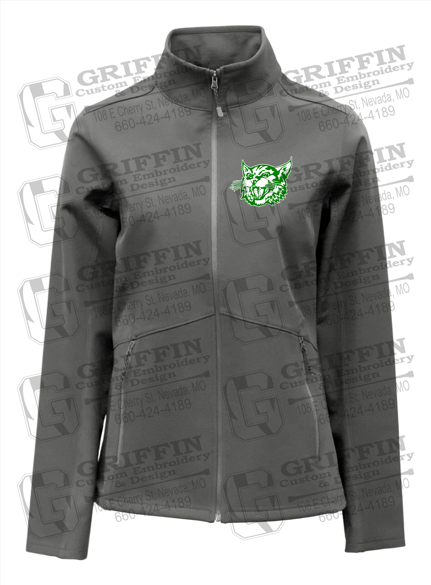 Bronaugh Wildcats Womens Softshell Jacket - Wildcat Logo