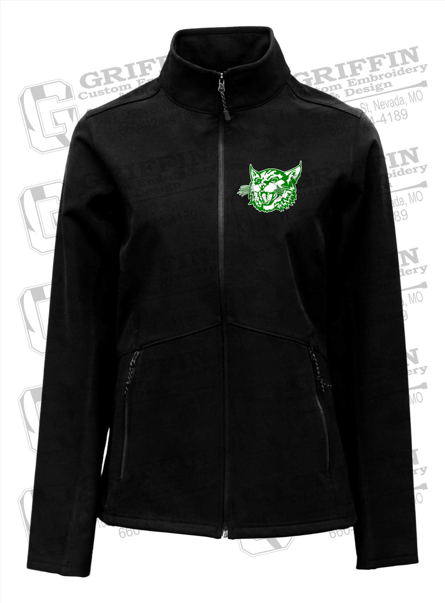 Bronaugh Wildcats Womens Softshell Jacket - Wildcat Logo