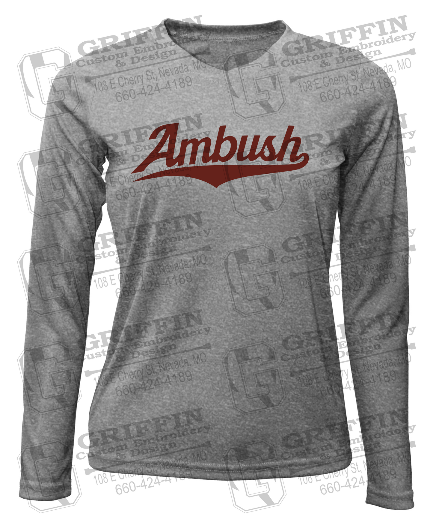 Womens Long Sleeve V-Neck Dry-Fit T-Shirt - Ambush Baseball