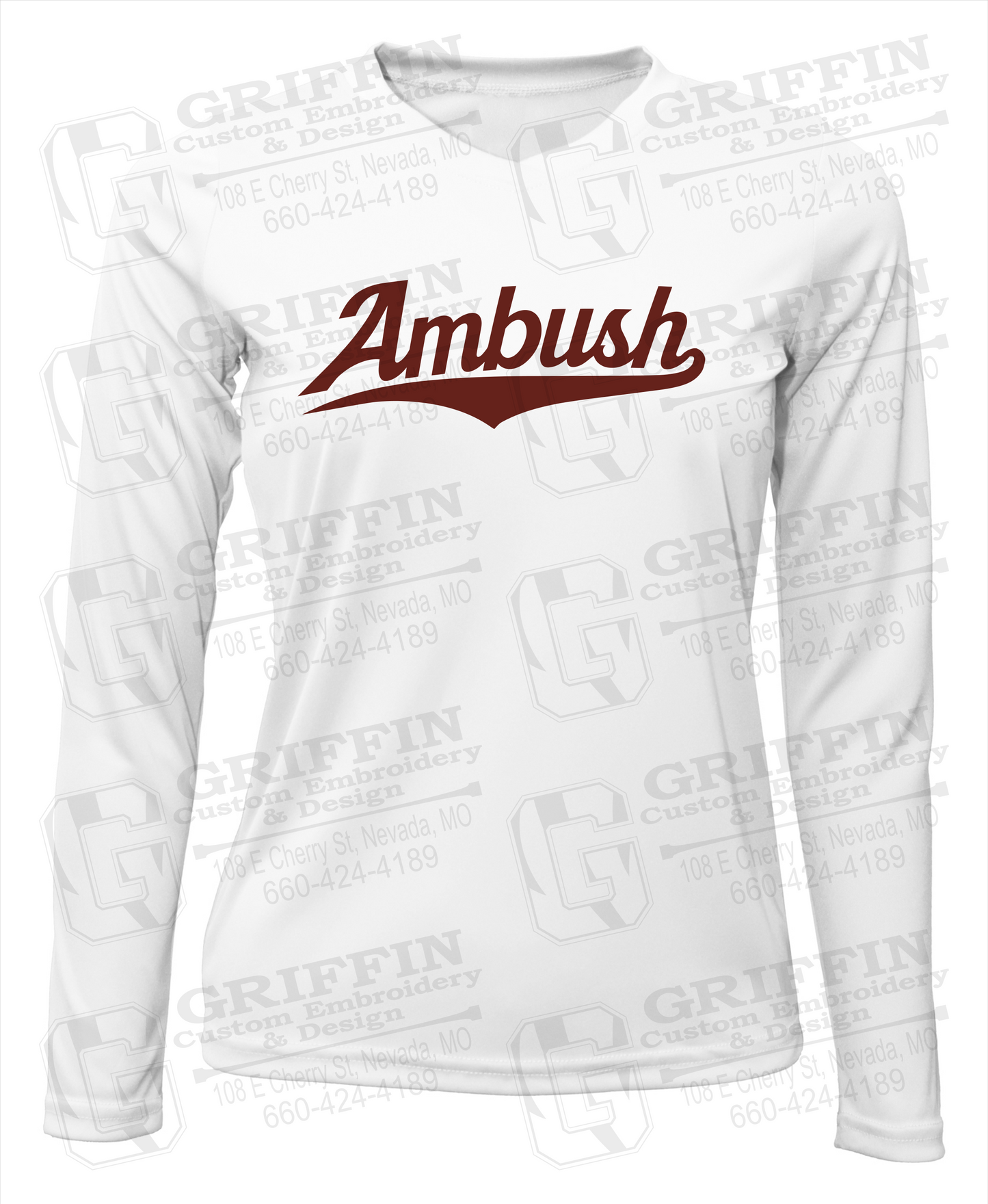 Womens Long Sleeve V-Neck Dry-Fit T-Shirt - Ambush Baseball