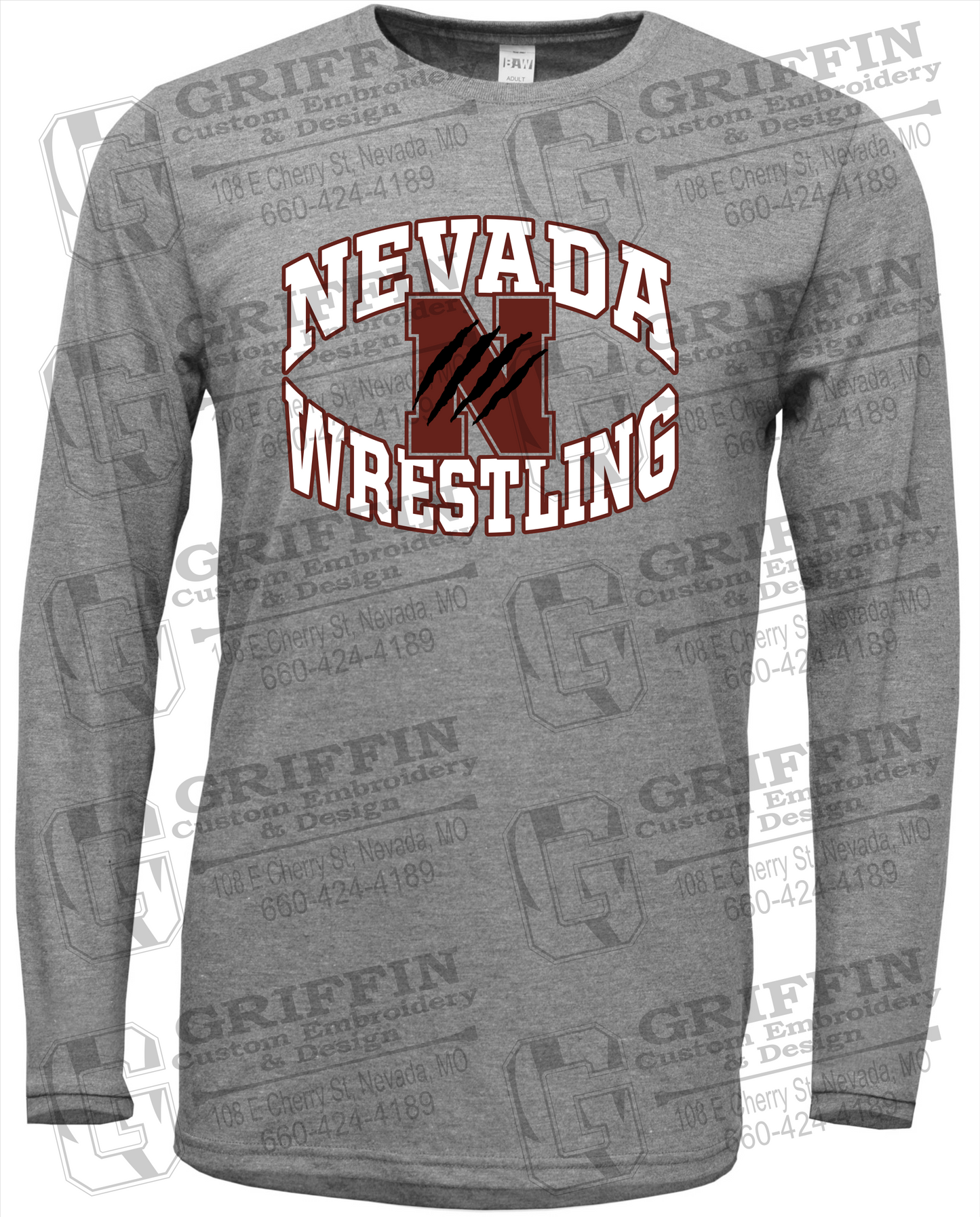 Soft-Tek Long Sleeve T-Shirt - Wrestling - Nevada Tigers 23-H