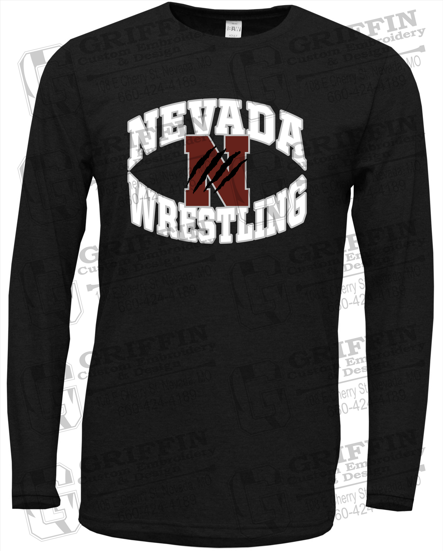 Soft-Tek Long Sleeve T-Shirt - Wrestling - Nevada Tigers 23-H