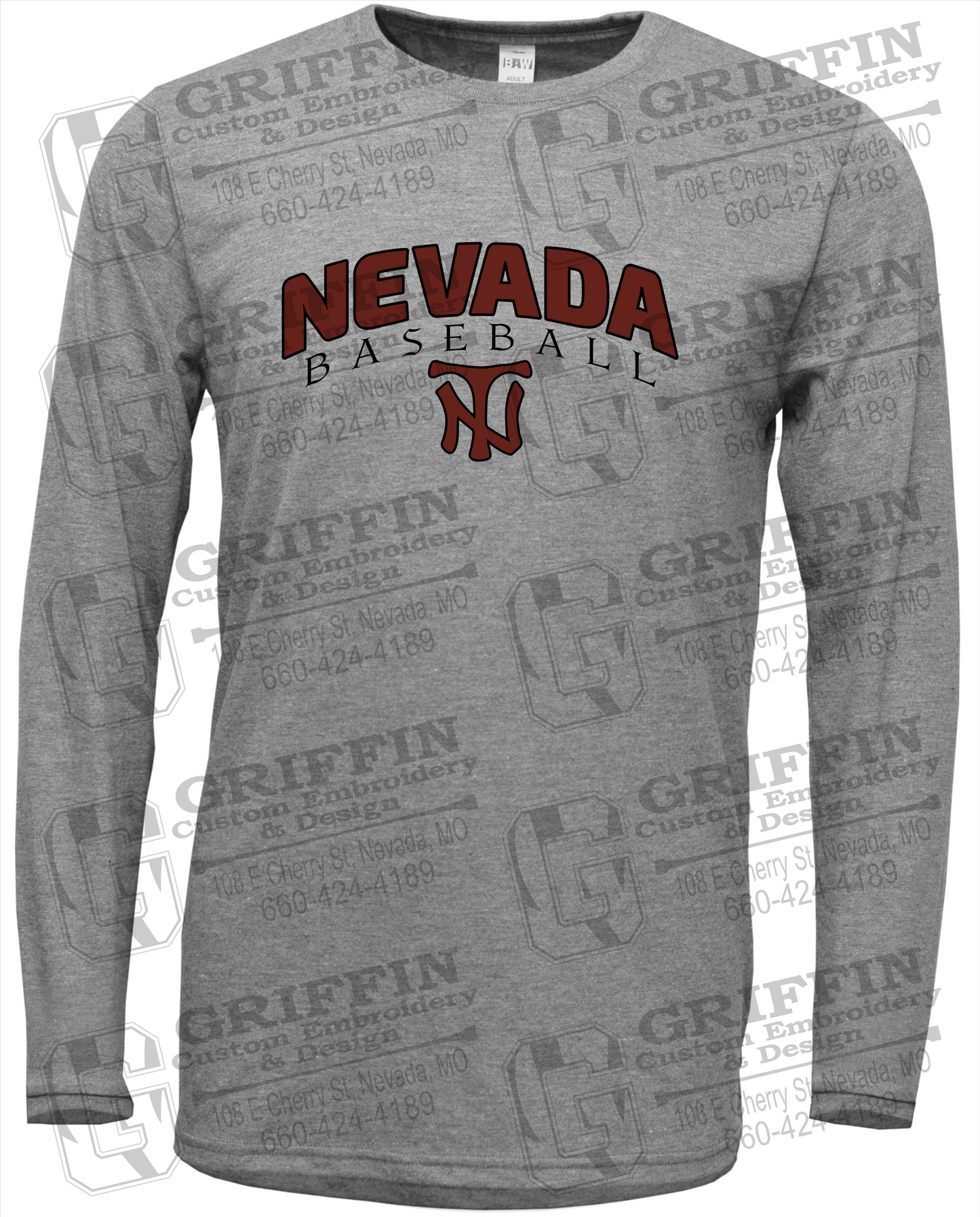 Soft-Tek Long Sleeve T-Shirt - Baseball - Nevada Tigers 23-J