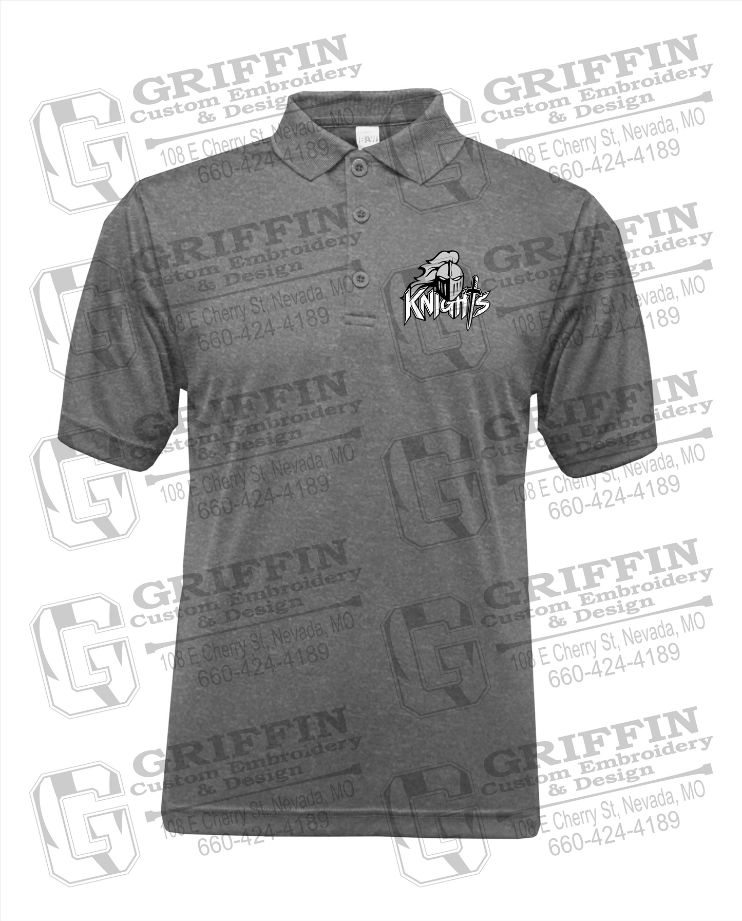 Men's Performance Polo - NEVC Knights - Full Logo