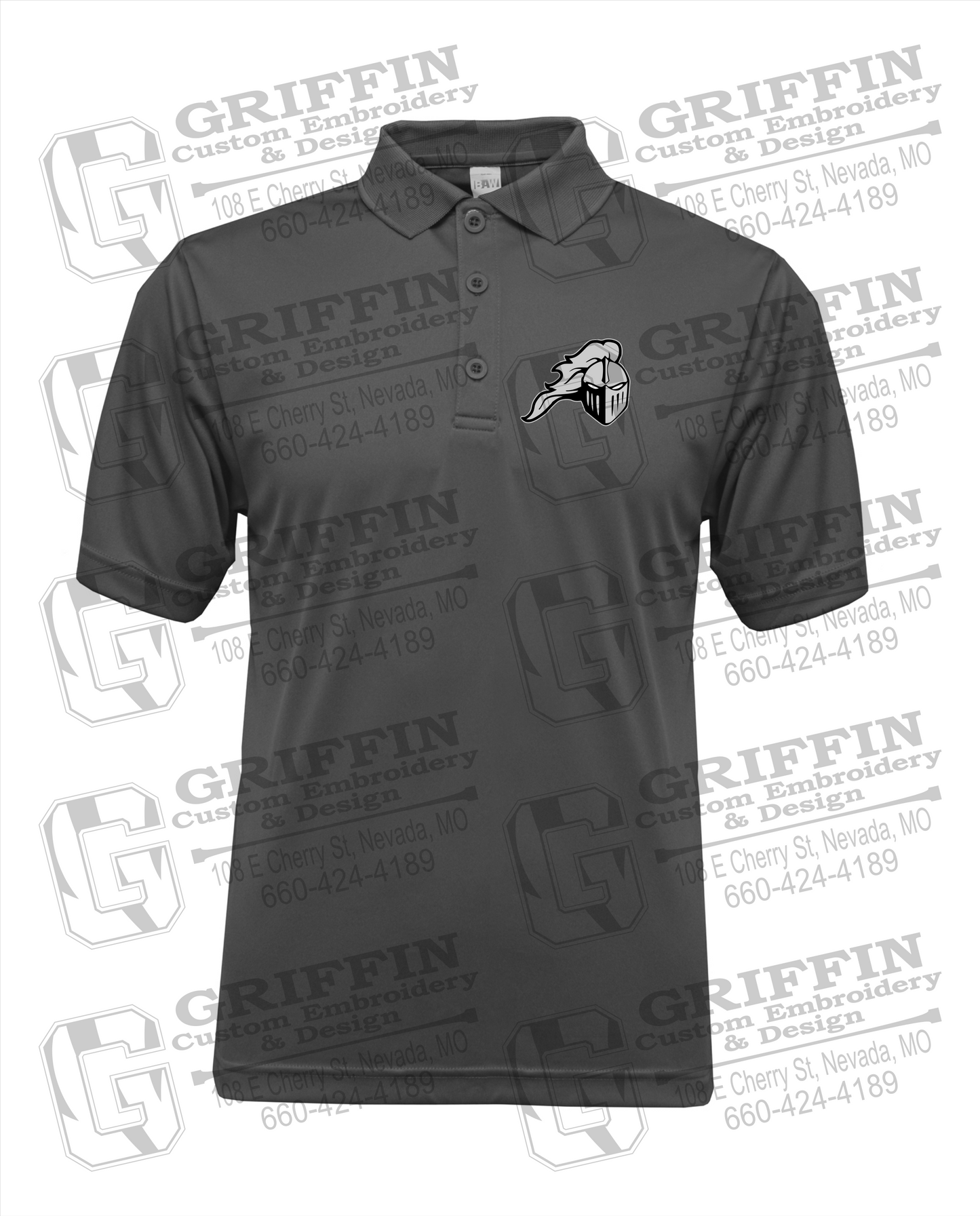 Men's Performance Polo - NEVC Knights - Helmet Logo