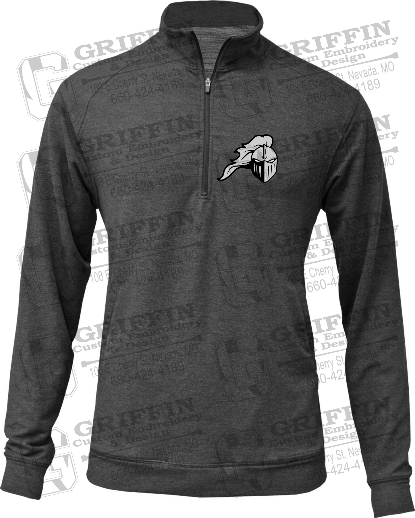 Tri-Blend 1/4 Zip - NEVC Knights Helmet Logo