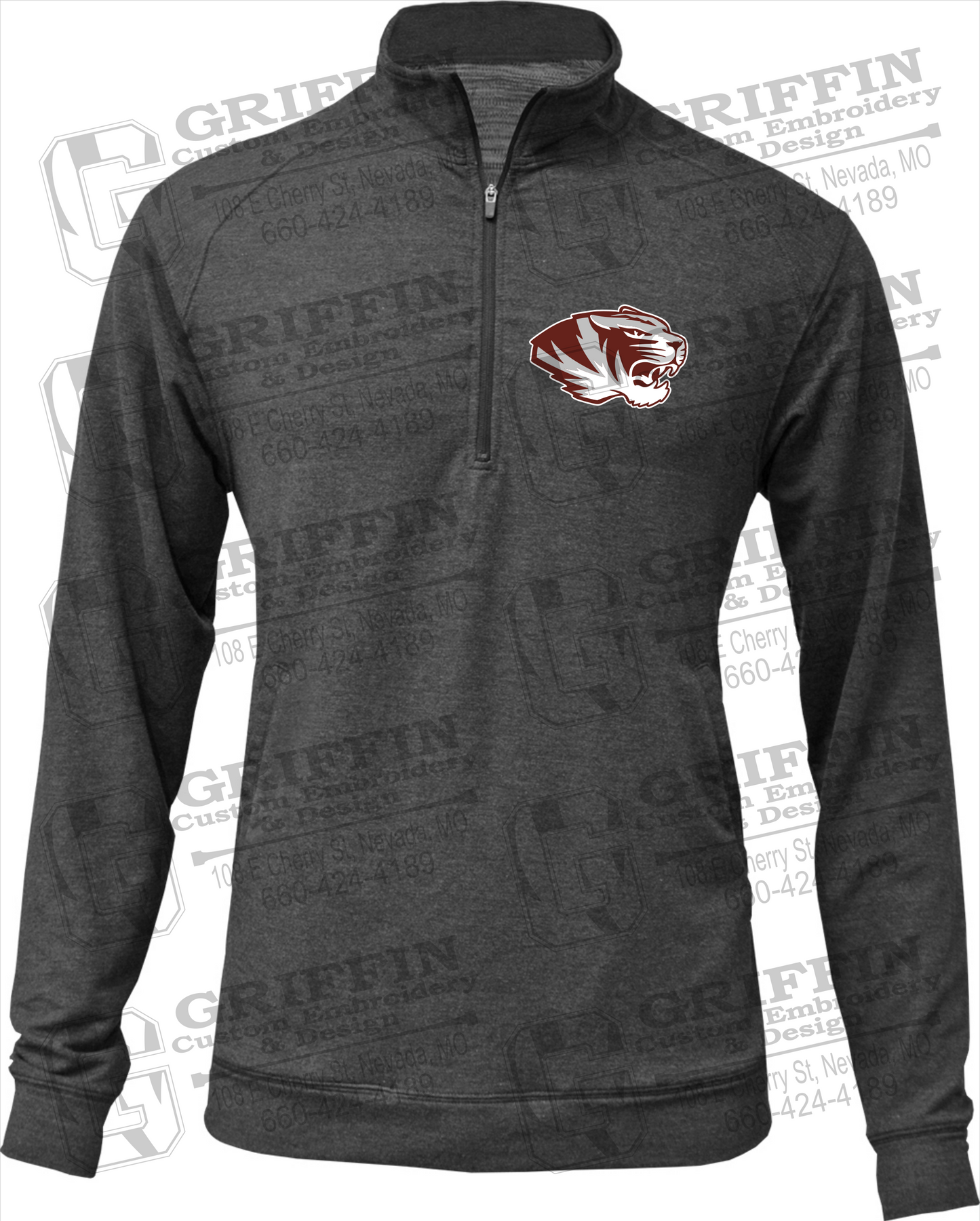 Tri-Blend 1/4 Zip - Nevada Tiger Head Logo