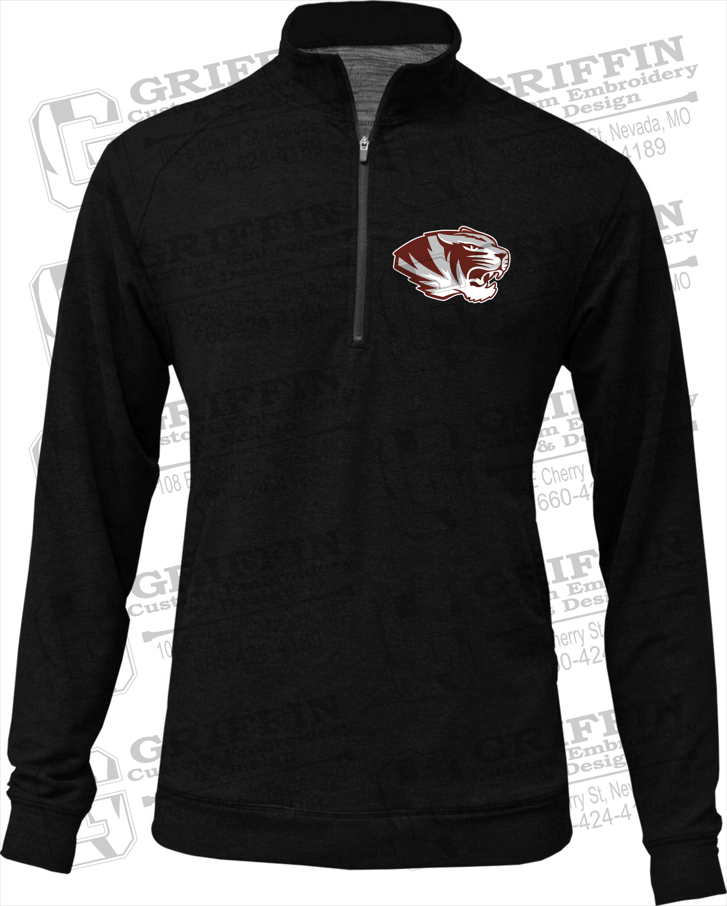 Tri-Blend 1/4 Zip - Nevada Tiger Head Logo