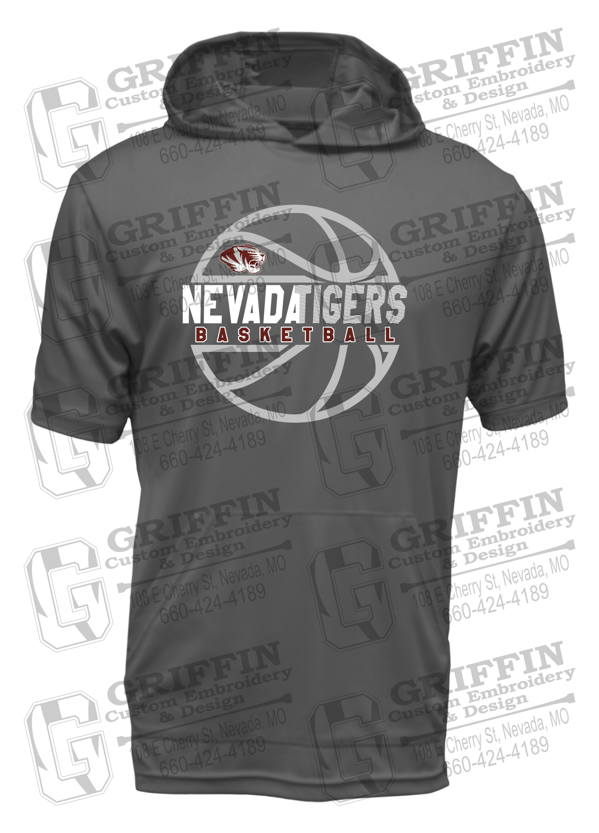 Dry-Fit Short Sleeve T-Shirt Hoodie - Basketball - Nevada Tigers 19-V