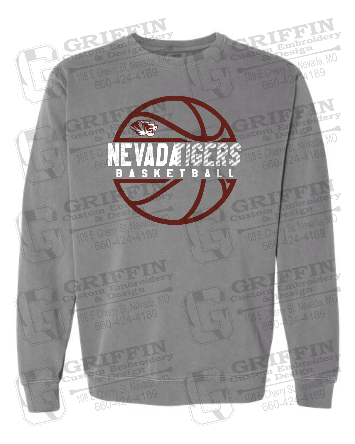 Comfort Colors Crewneck Sweatshirt - Basketball - Nevada Tigers 19-V