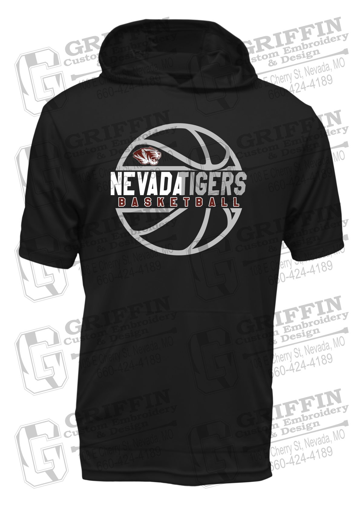 Dry-Fit Short Sleeve T-Shirt Hoodie - Basketball - Nevada Tigers 19-V